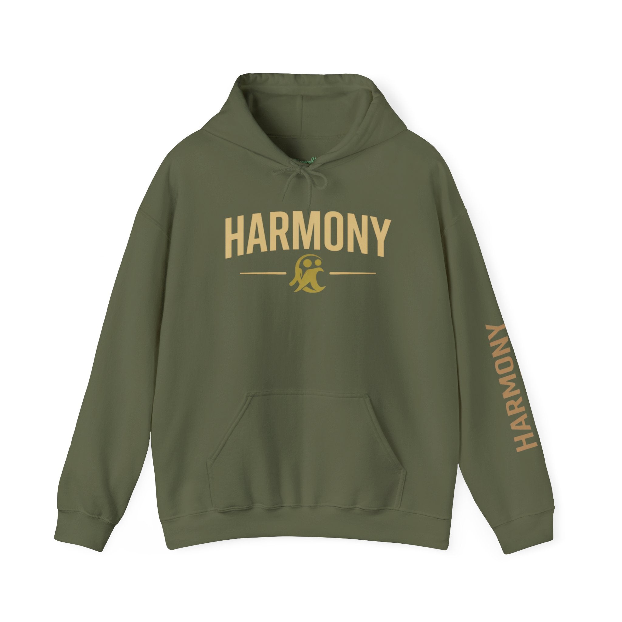 Copy of Harmony Script Hoodie — Minimalist White Pullover with Green 'Harmony' Script