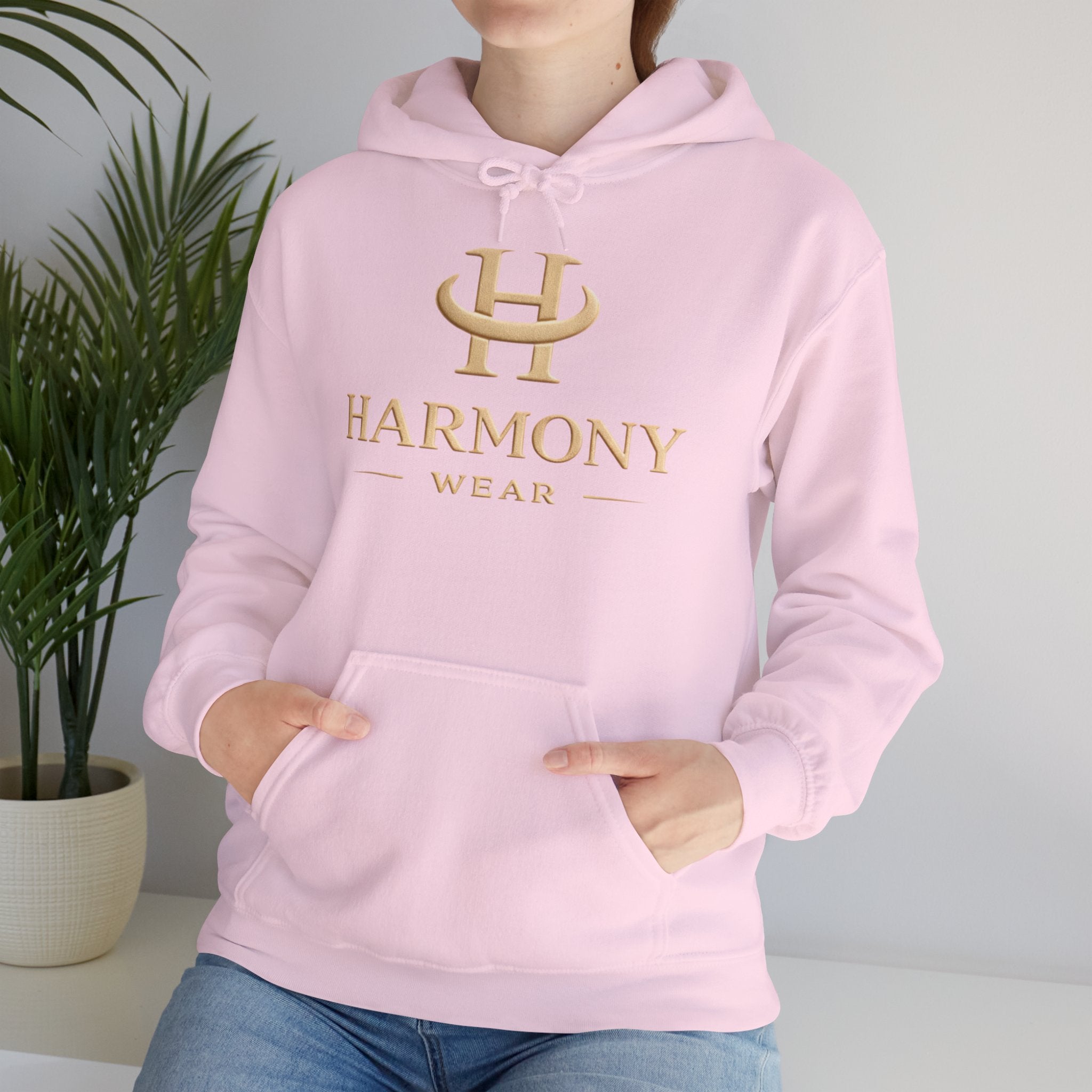 Copy of Harmony Script Hoodie — Minimalist White Pullover with Green 'Harmony' Script