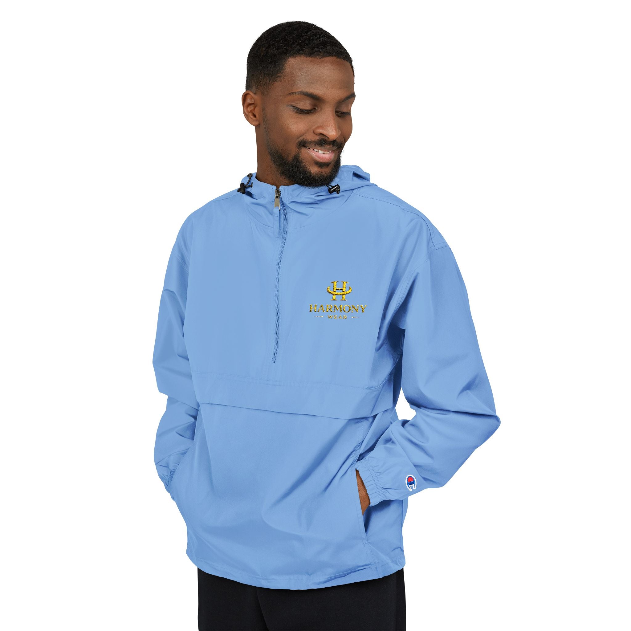 Copy of Packable Anorak Jacket — Black Windbreaker with Green Floral "Aqua" Logo