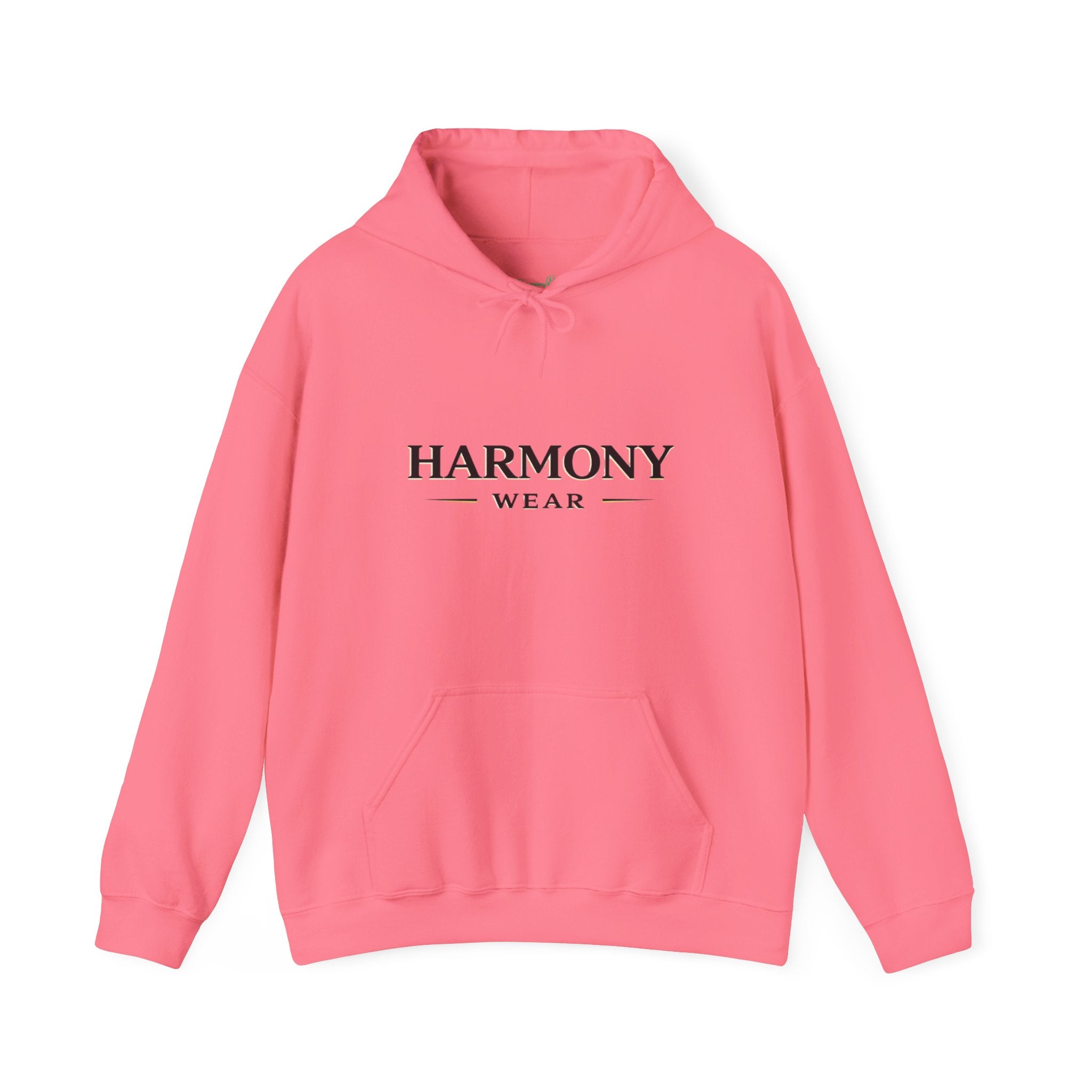 Harmony Script Hoodie — Minimalist White Pullover with Green 'Harmony' Script
