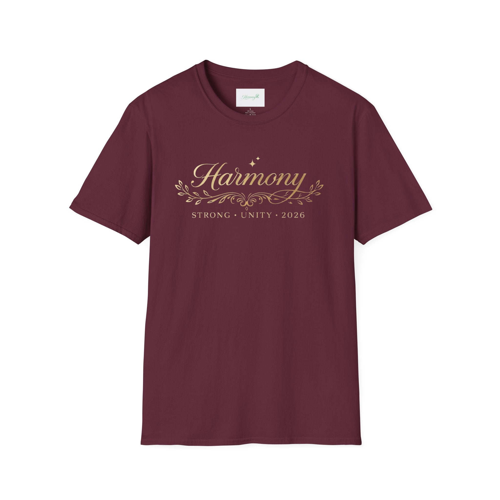 Harmony Script T-Shirt — Minimal Botanical Logo Tee