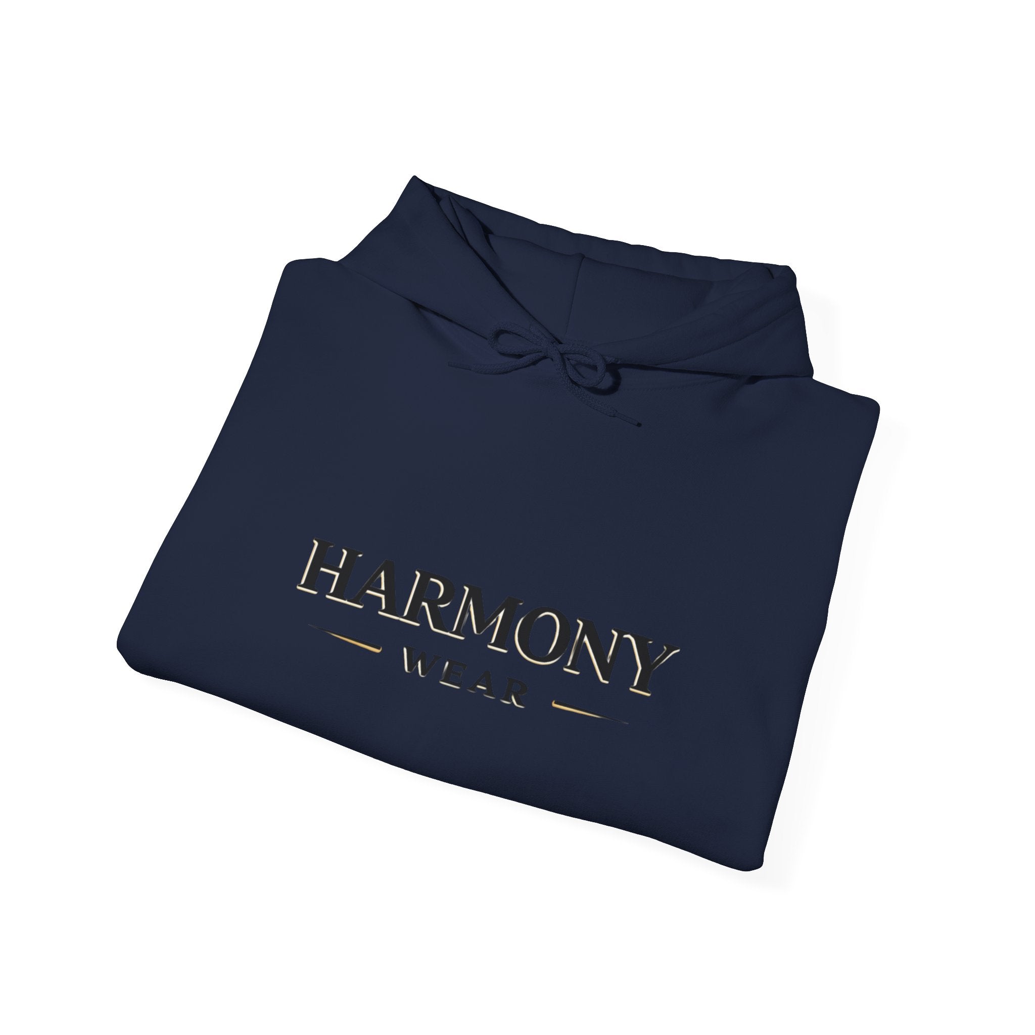 Harmony Script Hoodie — Minimalist White Pullover with Green 'Harmony' Script