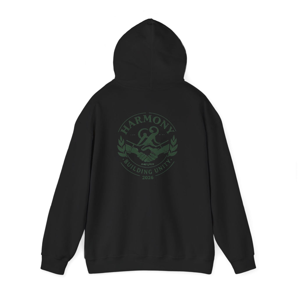 Copy of Harmony Script Hoodie — Minimalist White Pullover with Green 'Harmony' Script