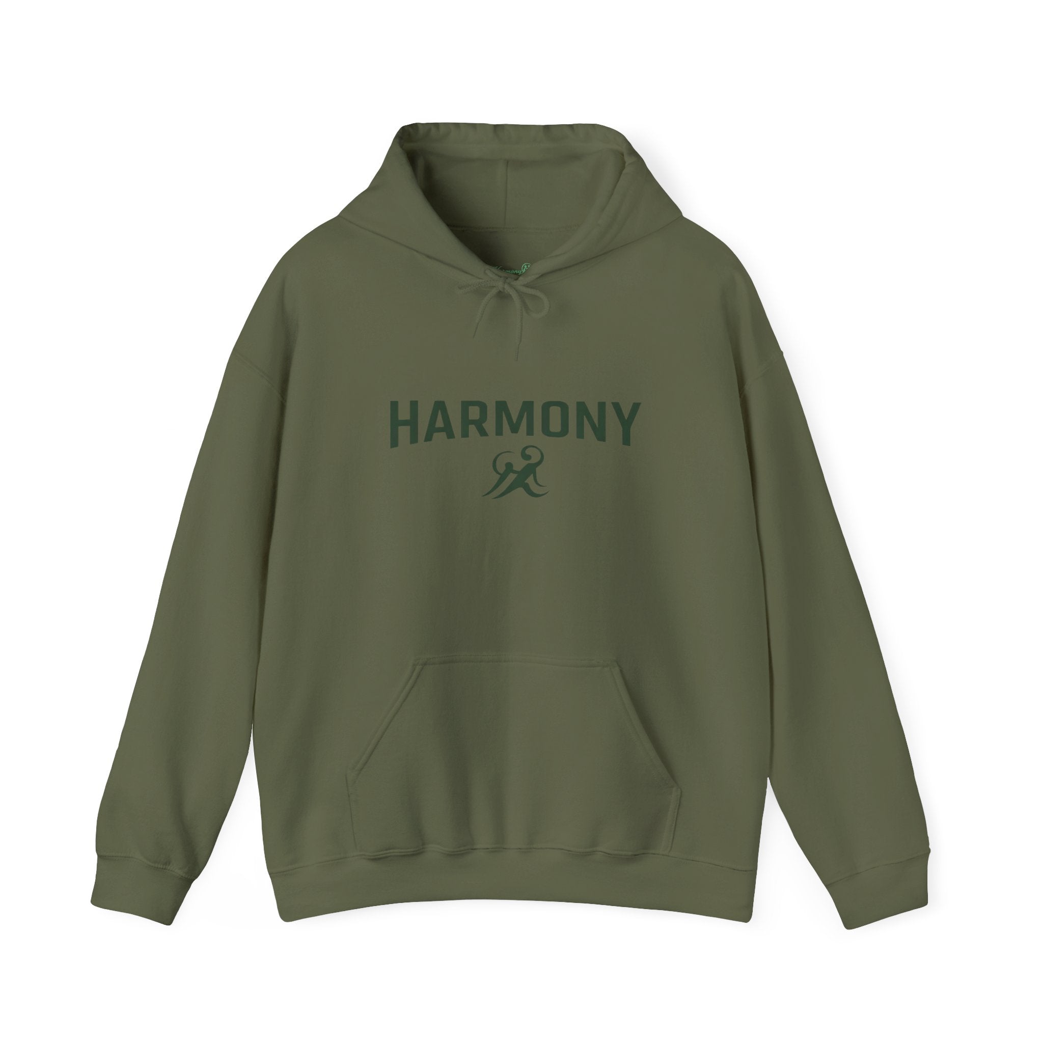 Copy of Harmony Script Hoodie — Minimalist White Pullover with Green 'Harmony' Script