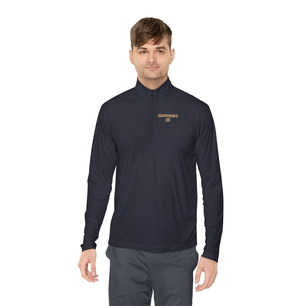 Harmony Quarter-Zip Pullover — "Harmony" Script Pullover with "Stronger Together" Back