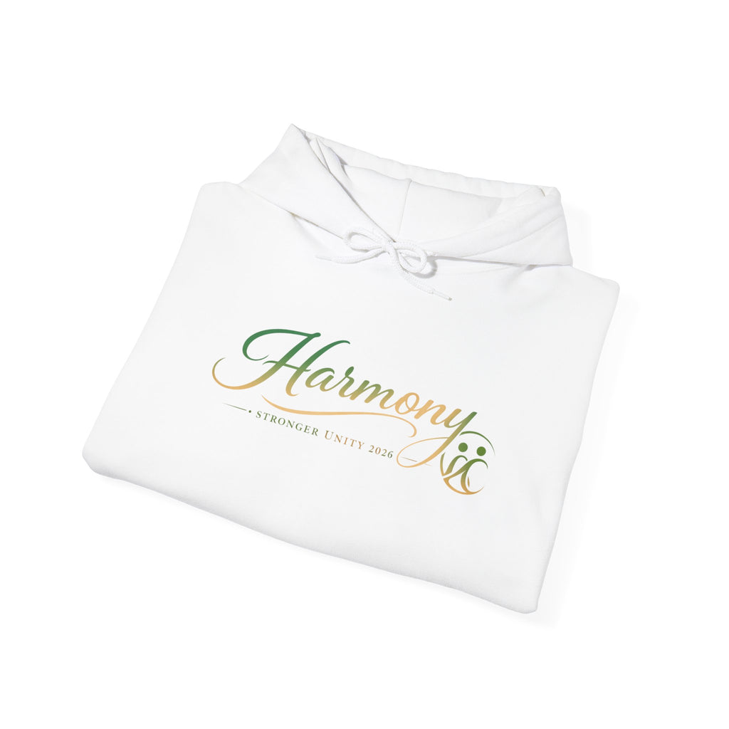 Copy of Harmony Script Hoodie — Minimalist White Pullover with Green 'Harmony' Script