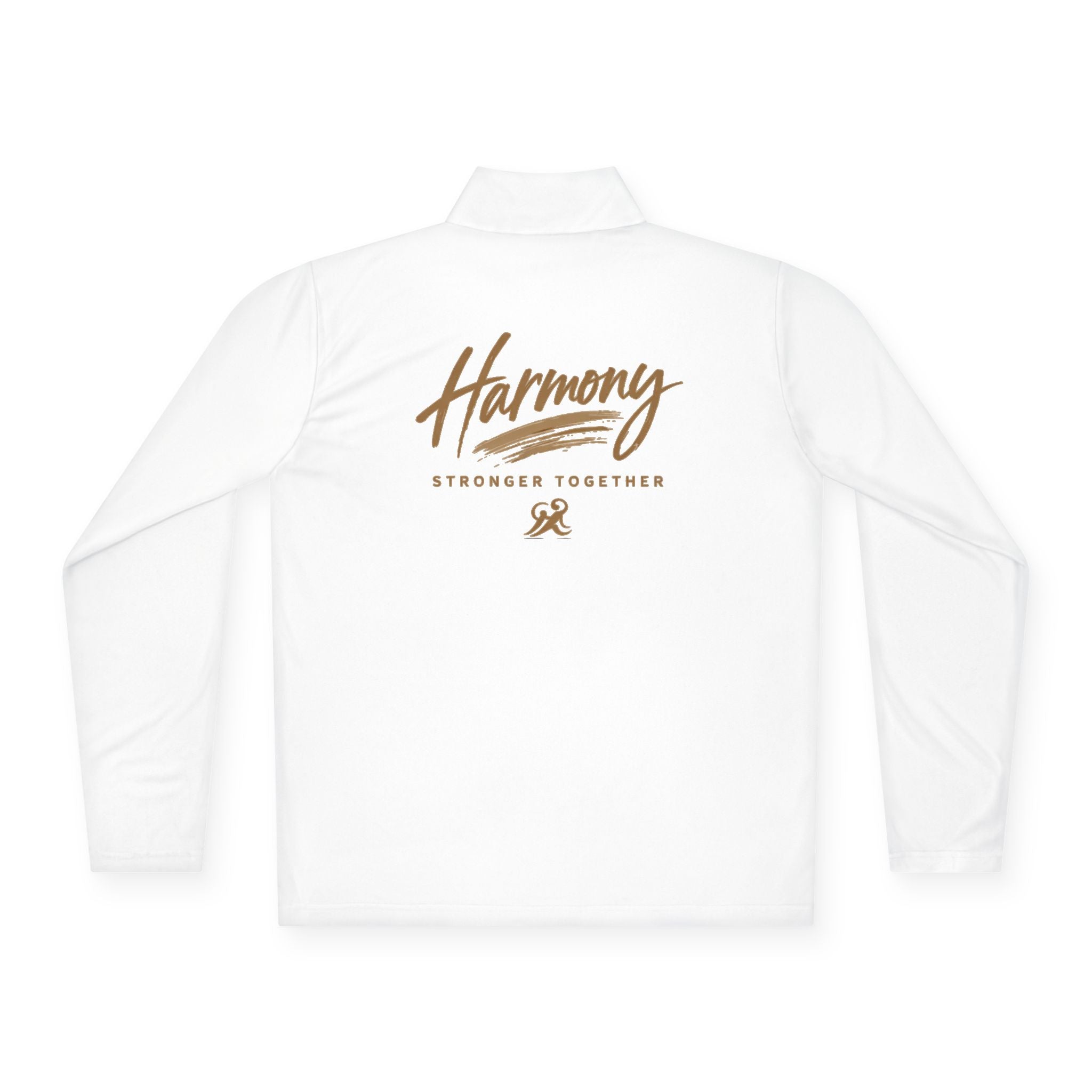 Harmony Quarter-Zip Pullover — "Harmony" Script Pullover with "Stronger Together" Back
