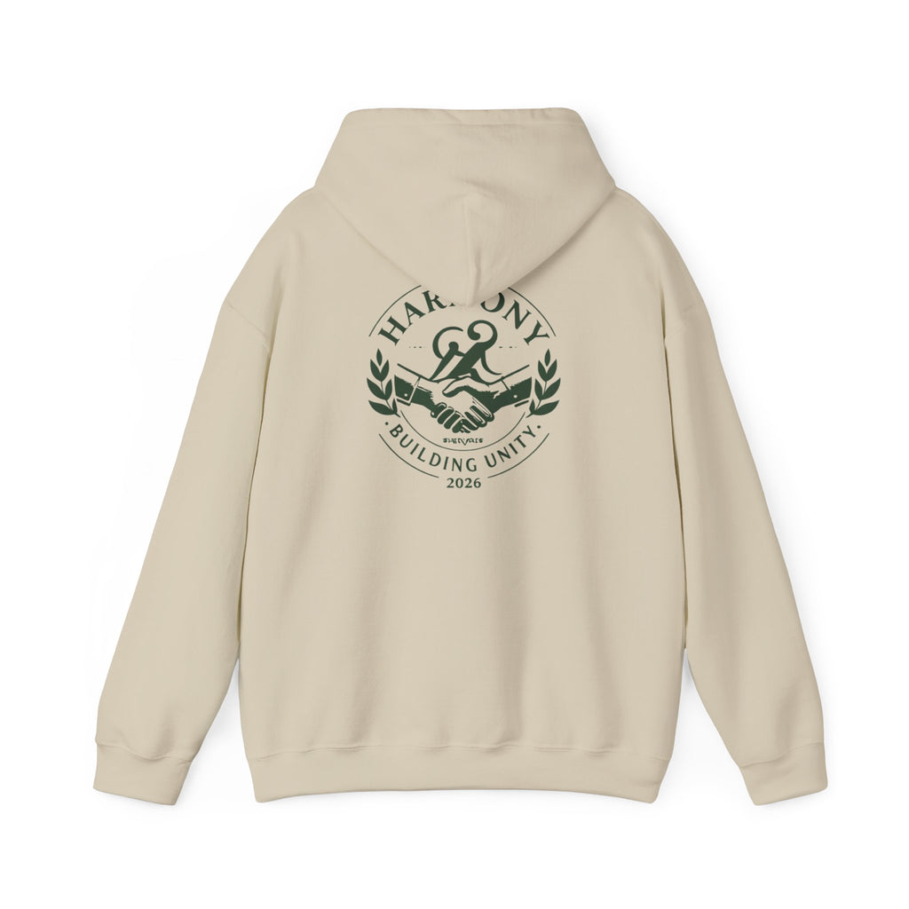 Copy of Harmony Script Hoodie — Minimalist White Pullover with Green 'Harmony' Script