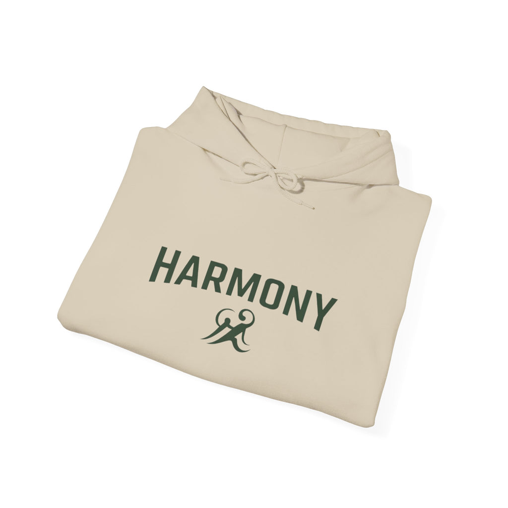 Copy of Harmony Script Hoodie — Minimalist White Pullover with Green 'Harmony' Script