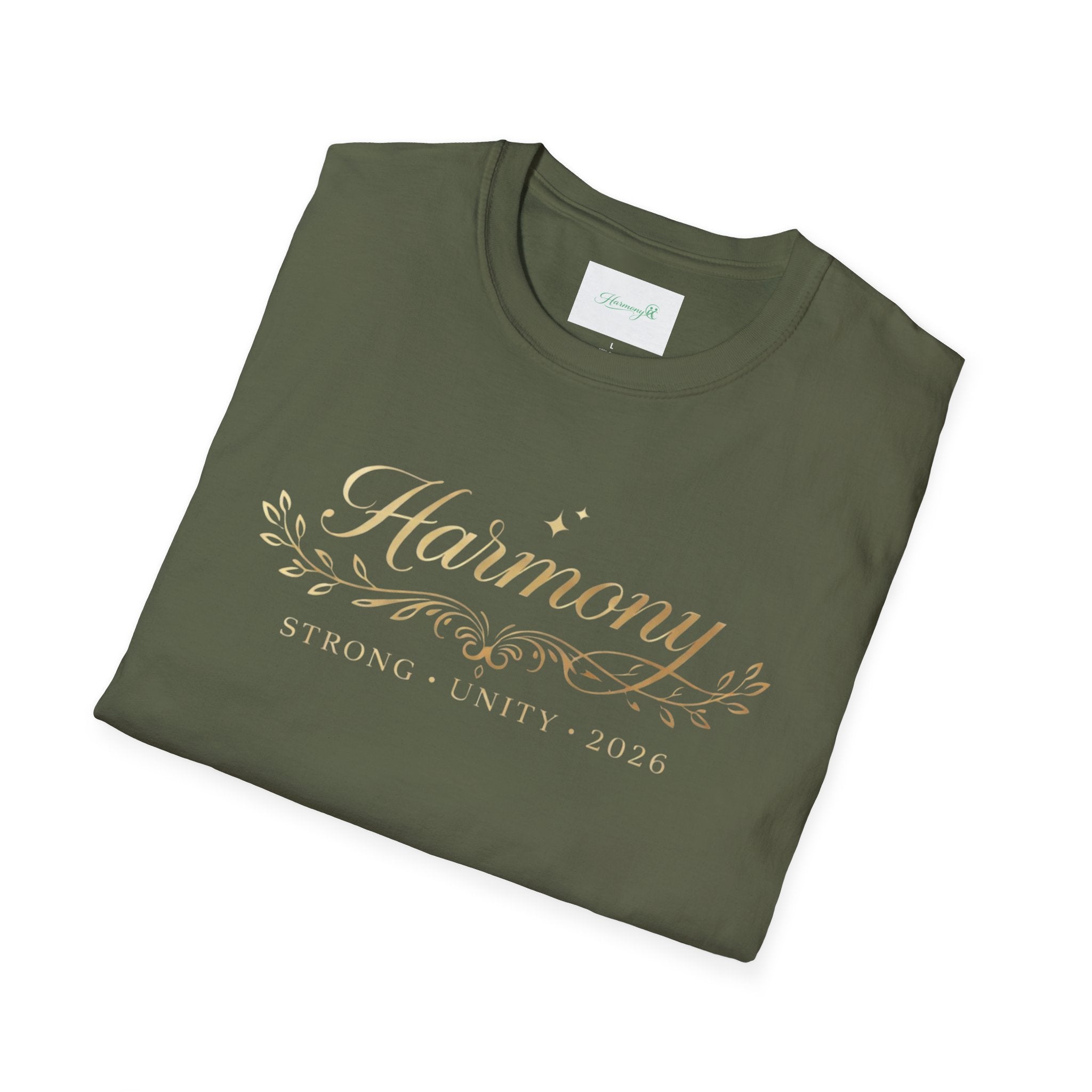 Harmony Script T-Shirt — Minimal Botanical Logo Tee