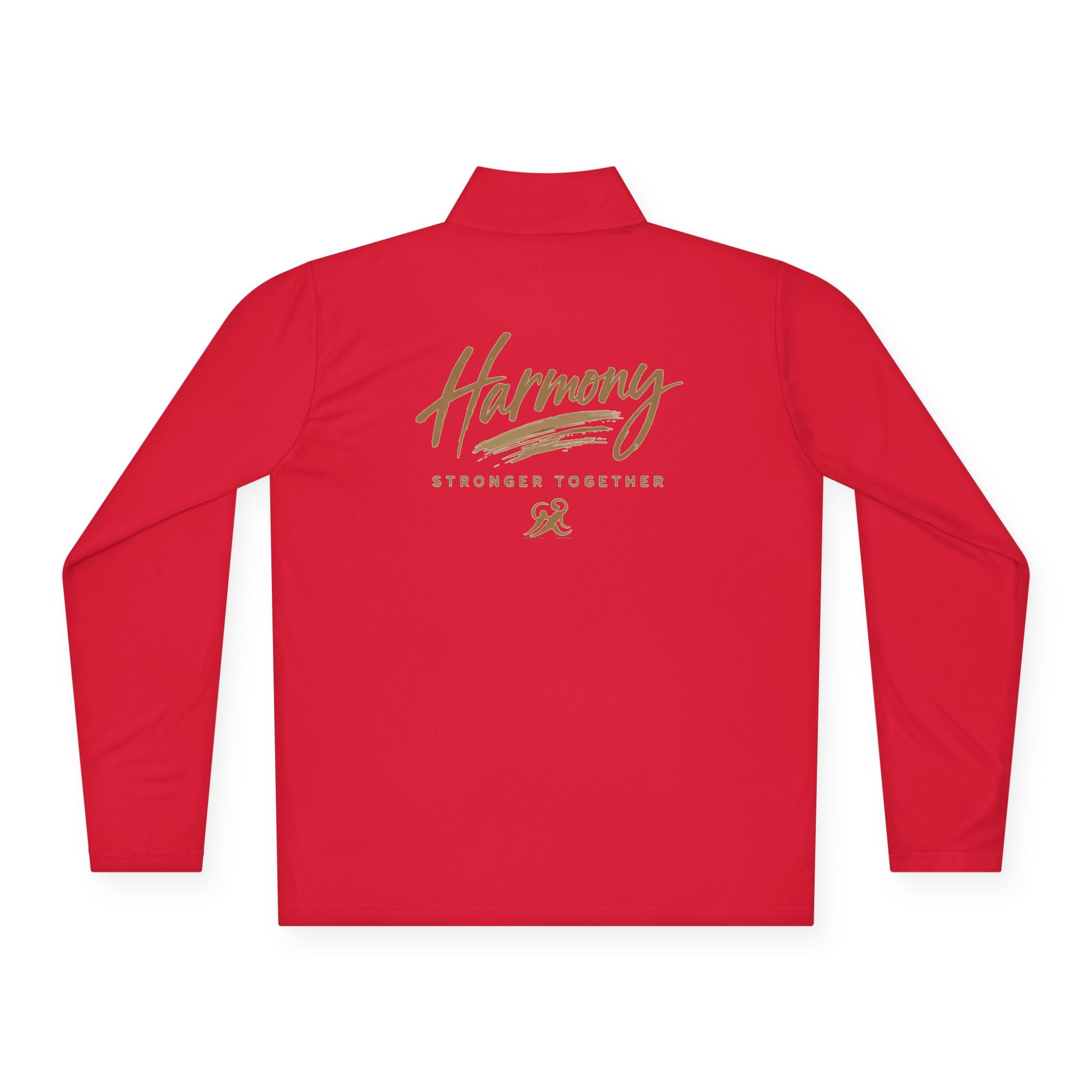 Harmony Quarter-Zip Pullover — "Harmony" Script Pullover with "Stronger Together" Back