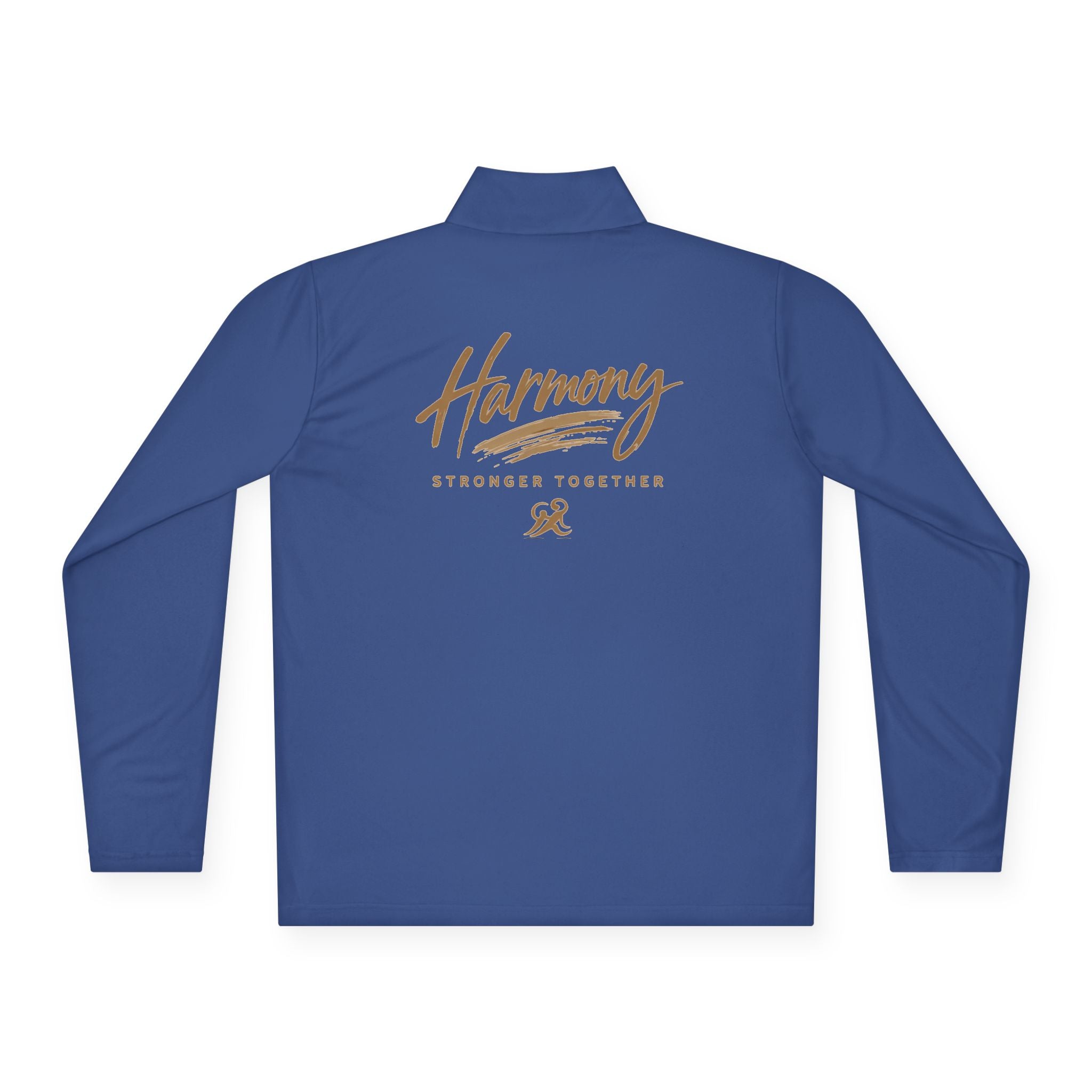 Harmony Quarter-Zip Pullover — "Harmony" Script Pullover with "Stronger Together" Back