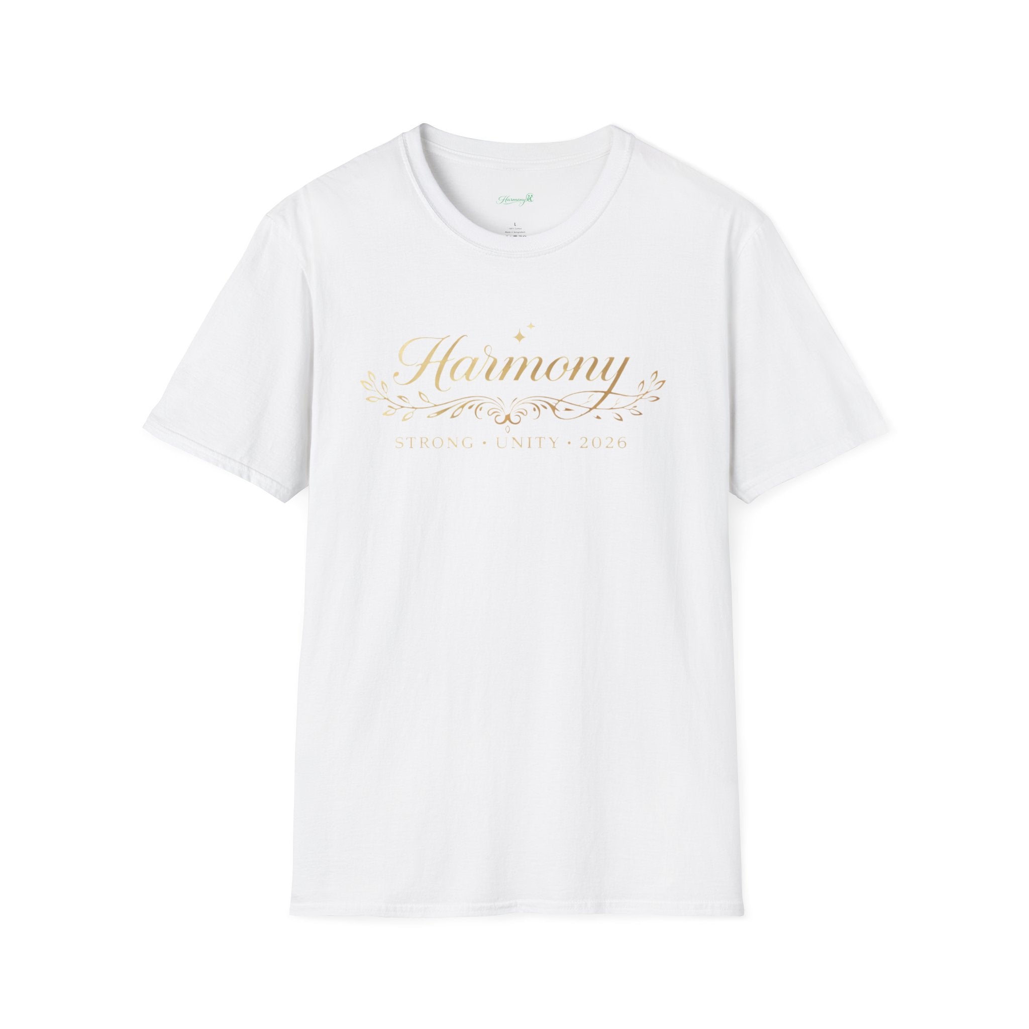 Harmony Script T-Shirt — Minimal Botanical Logo Tee