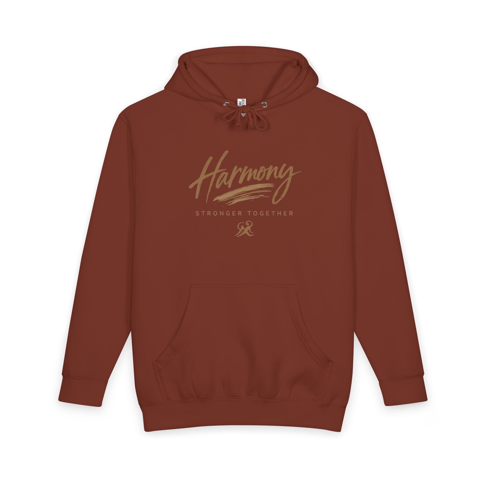 Harmony Pullover Hoodie — "Harmony: Stronger Together" Script Graphic