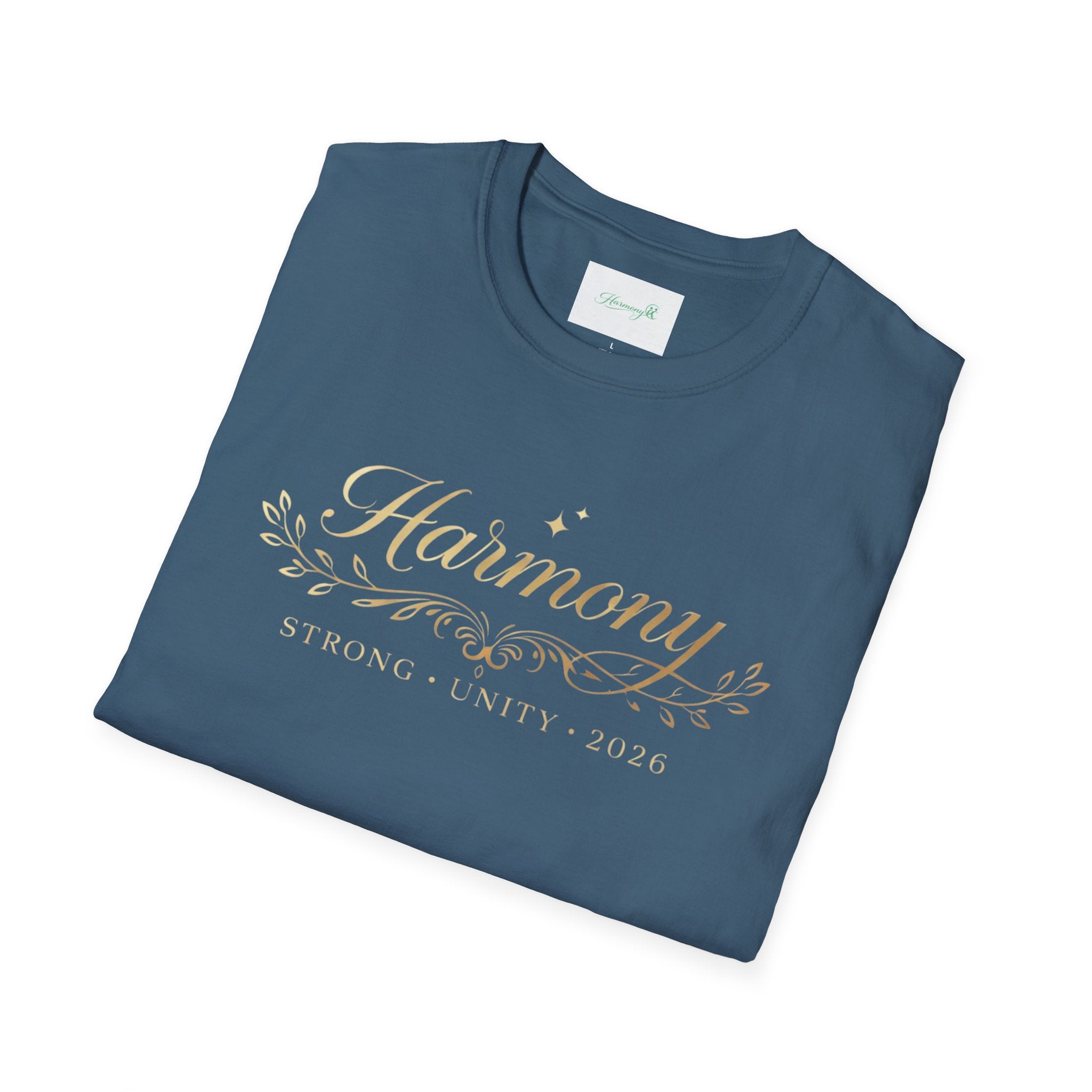 Harmony Script T-Shirt — Minimal Botanical Logo Tee