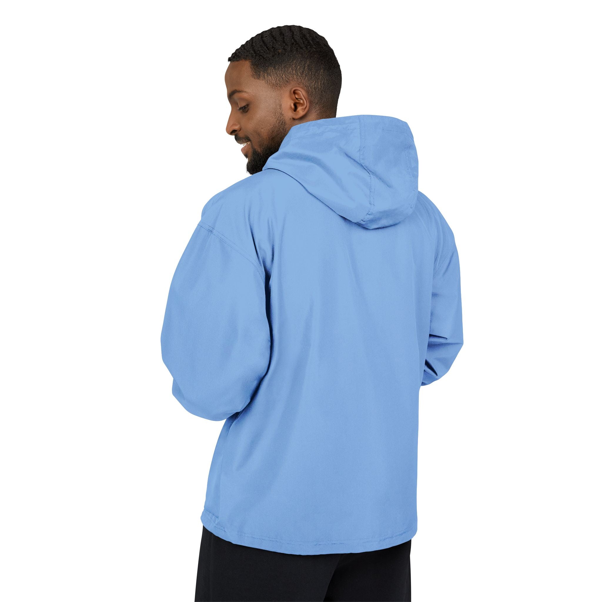 Packable Anorak Jacket — Black Windbreaker with Green Floral "Aqua" Logo
