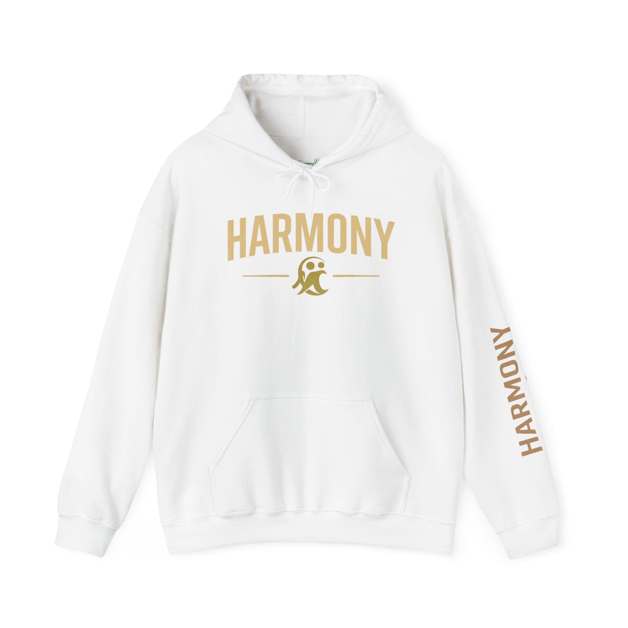 Copy of Harmony Script Hoodie — Minimalist White Pullover with Green 'Harmony' Script