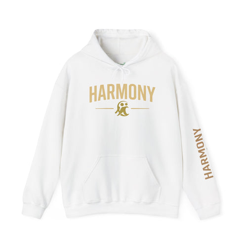 Copy of Harmony Script Hoodie — Minimalist White Pullover with Green 'Harmony' Script