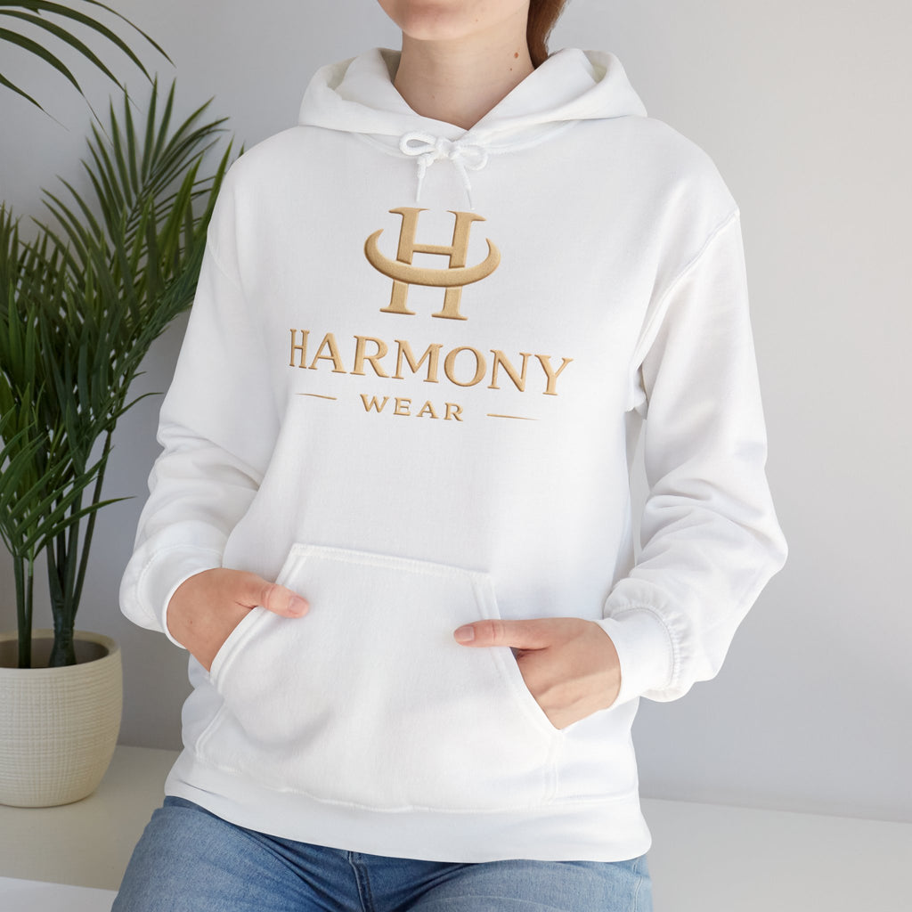 Copy of Harmony Script Hoodie — Minimalist White Pullover with Green 'Harmony' Script