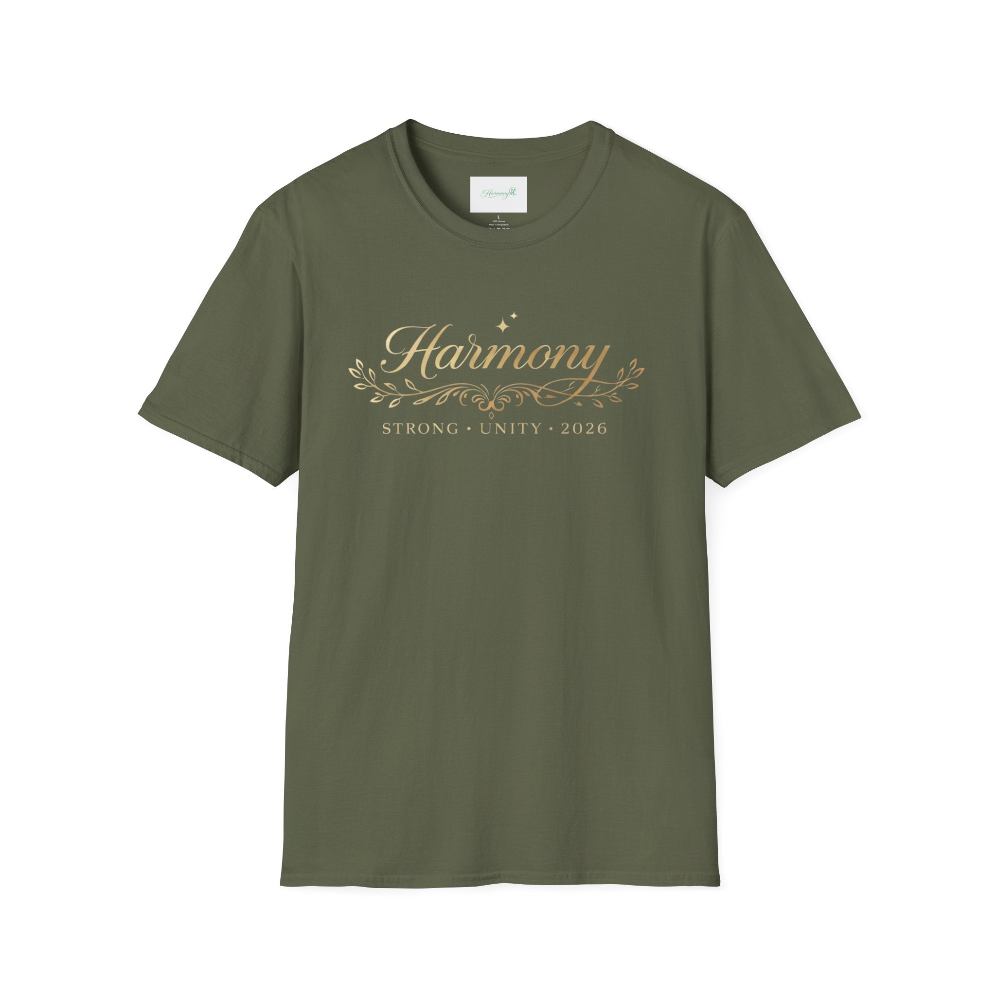 Harmony Script T-Shirt — Minimal Botanical Logo Tee