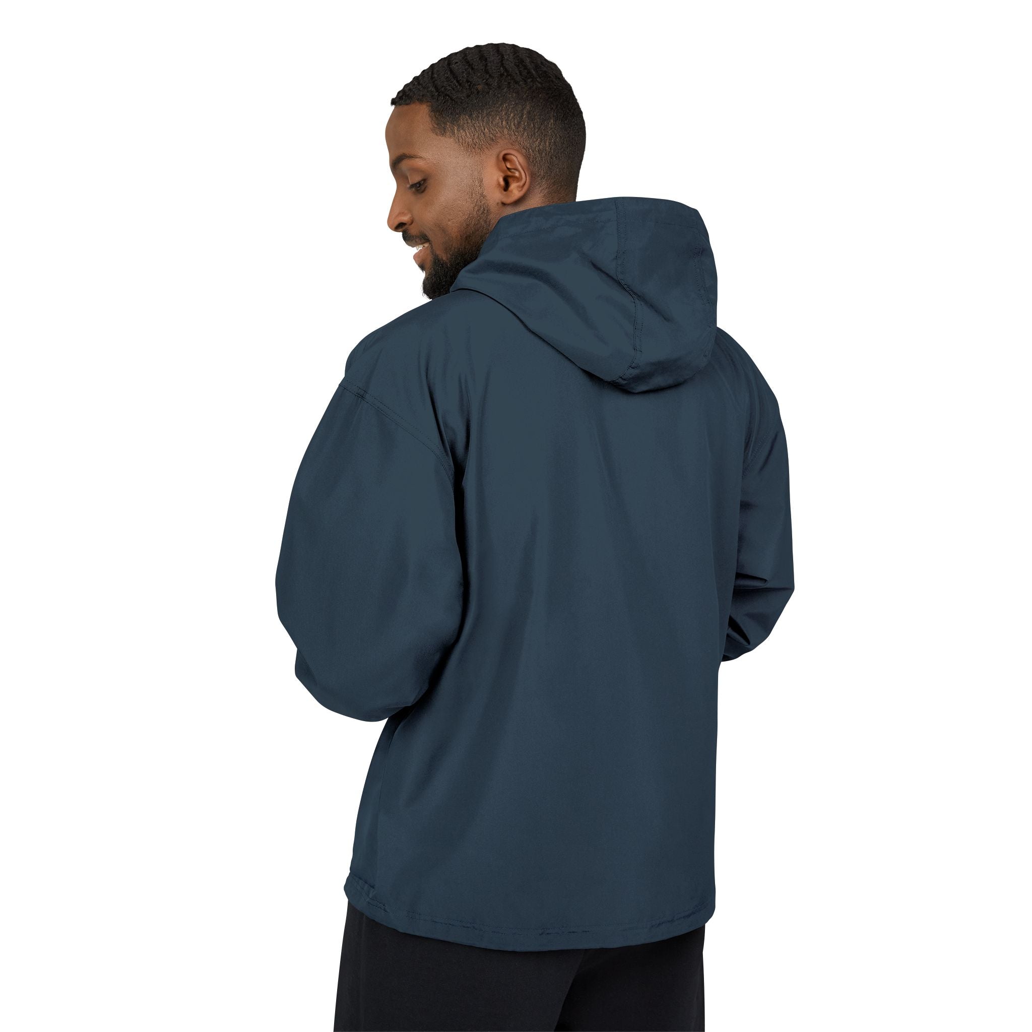 Copy of Packable Anorak Jacket — Black Windbreaker with Green Floral "Aqua" Logo