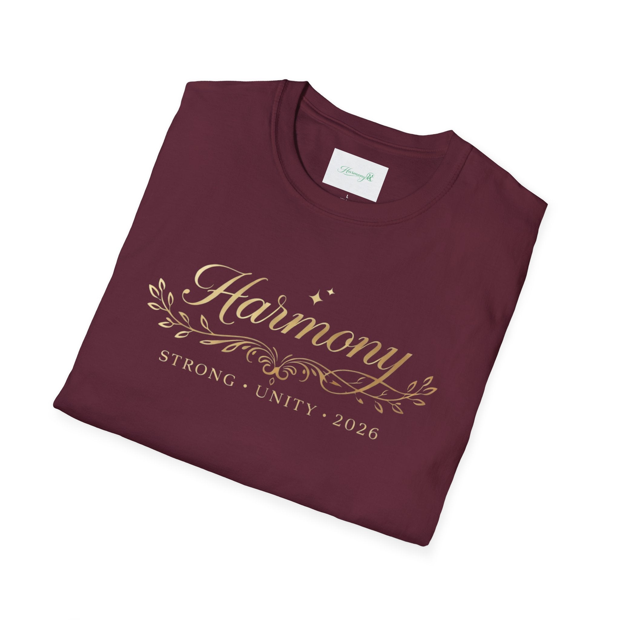 Harmony Script T-Shirt — Minimal Botanical Logo Tee