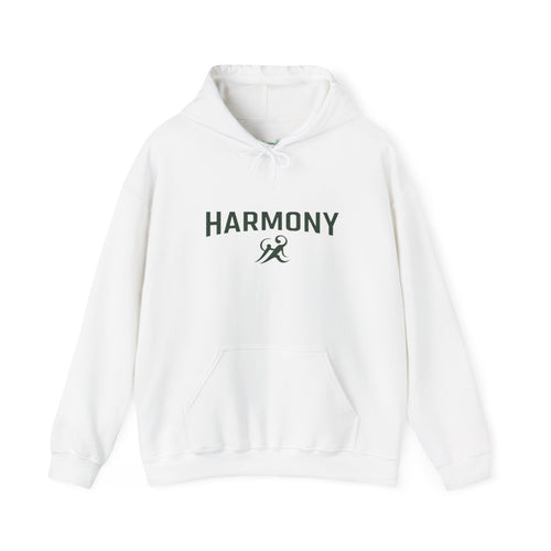 Copy of Harmony Script Hoodie — Minimalist White Pullover with Green 'Harmony' Script