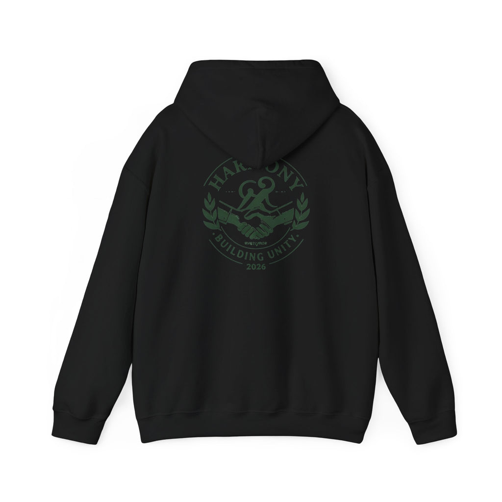 Copy of Harmony Script Hoodie — Minimalist White Pullover with Green 'Harmony' Script