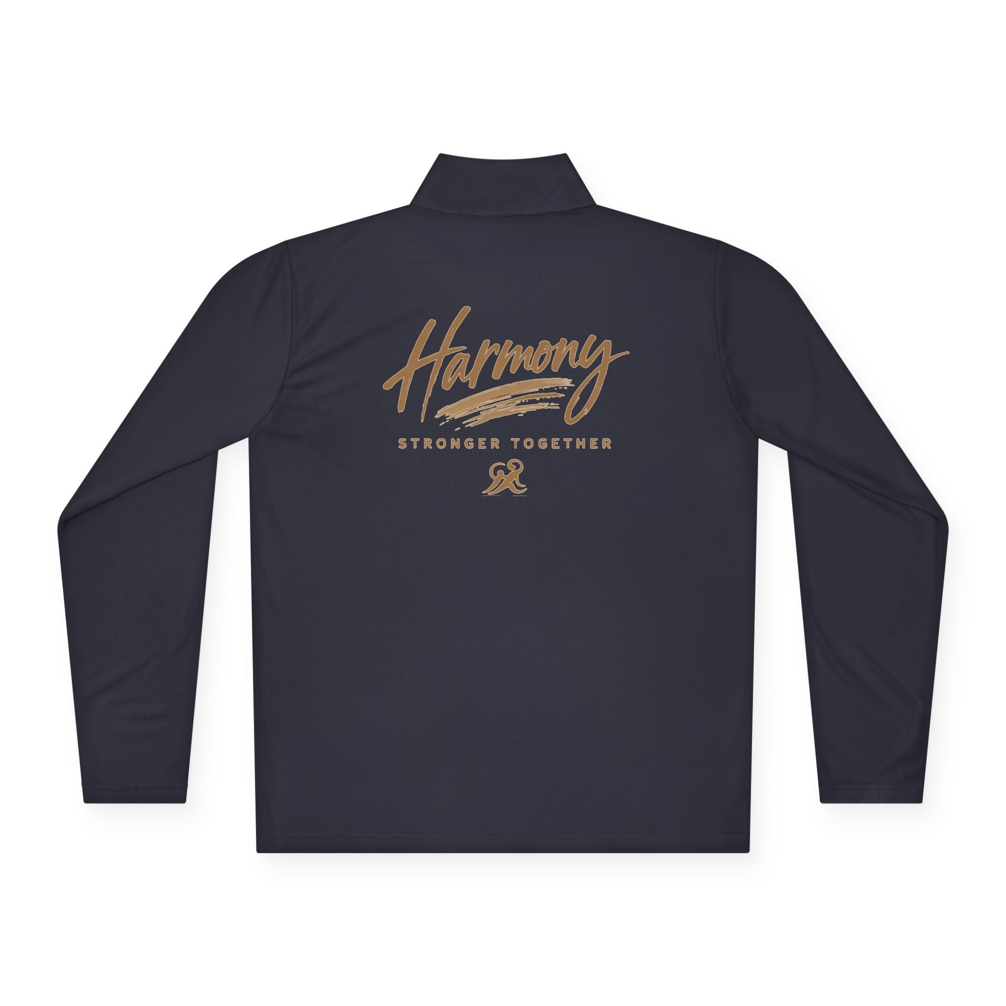 Harmony Quarter-Zip Pullover — "Harmony" Script Pullover with "Stronger Together" Back