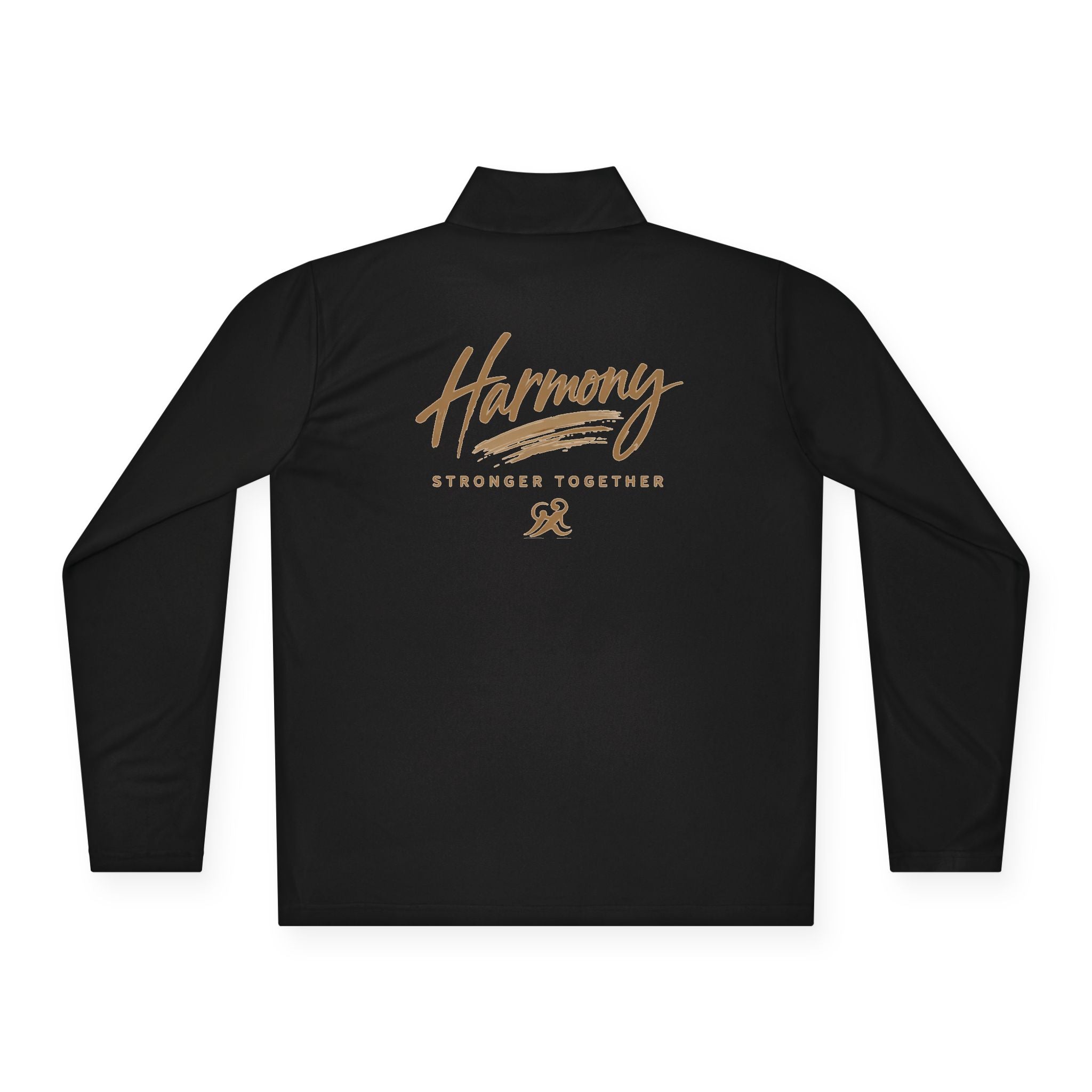 Harmony Quarter-Zip Pullover — "Harmony" Script Pullover with "Stronger Together" Back
