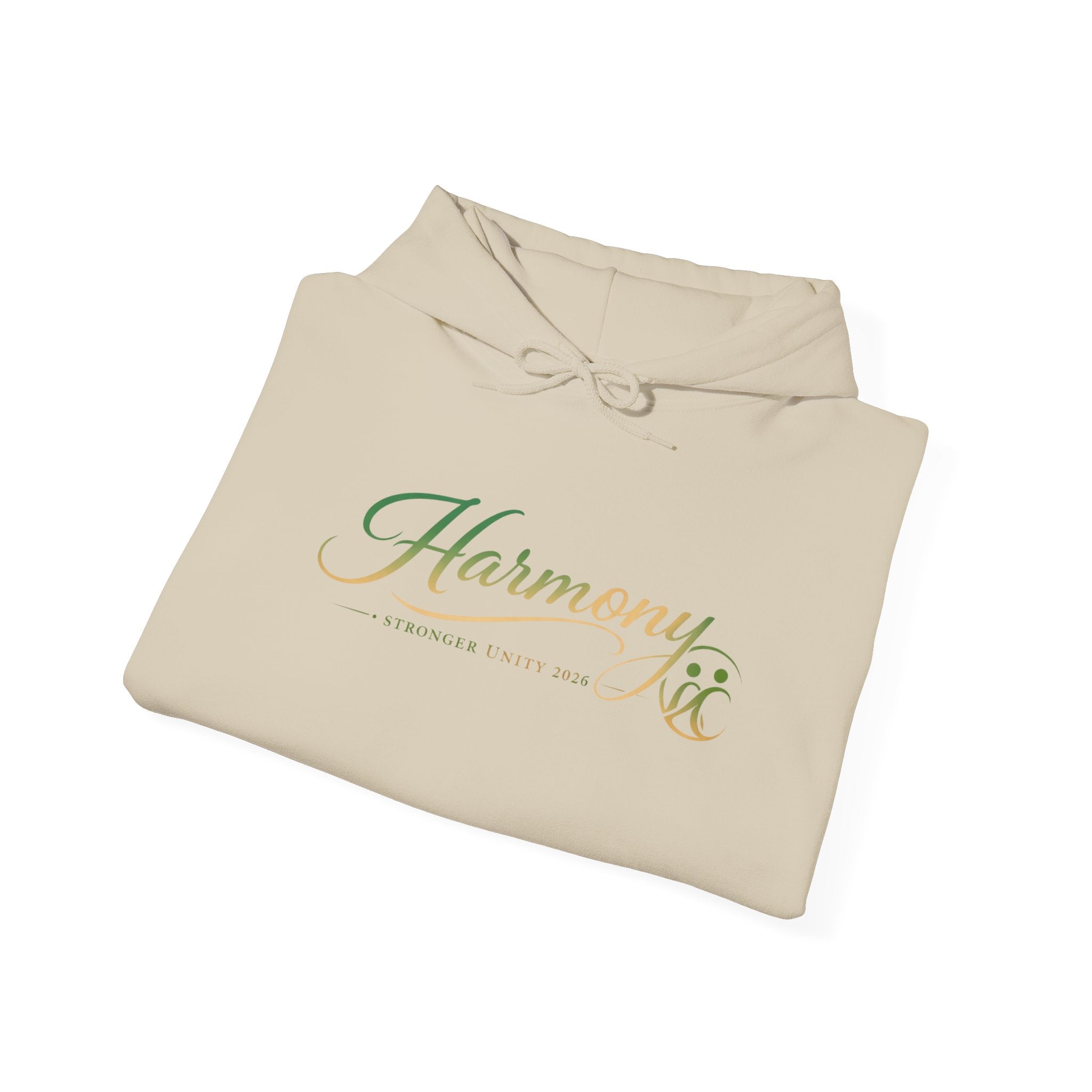 Copy of Harmony Script Hoodie — Minimalist White Pullover with Green 'Harmony' Script