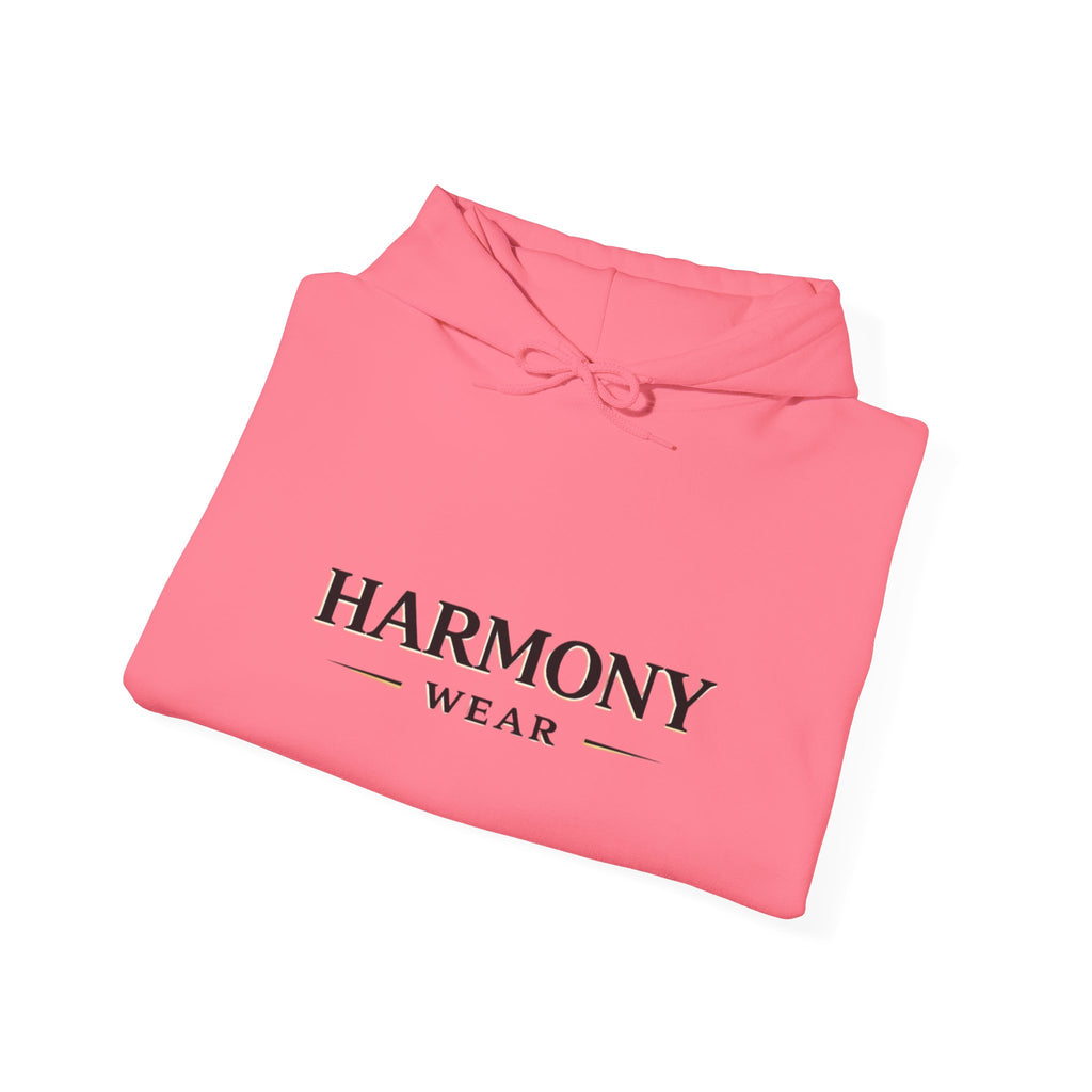 Harmony Script Hoodie — Minimalist White Pullover with Green 'Harmony' Script