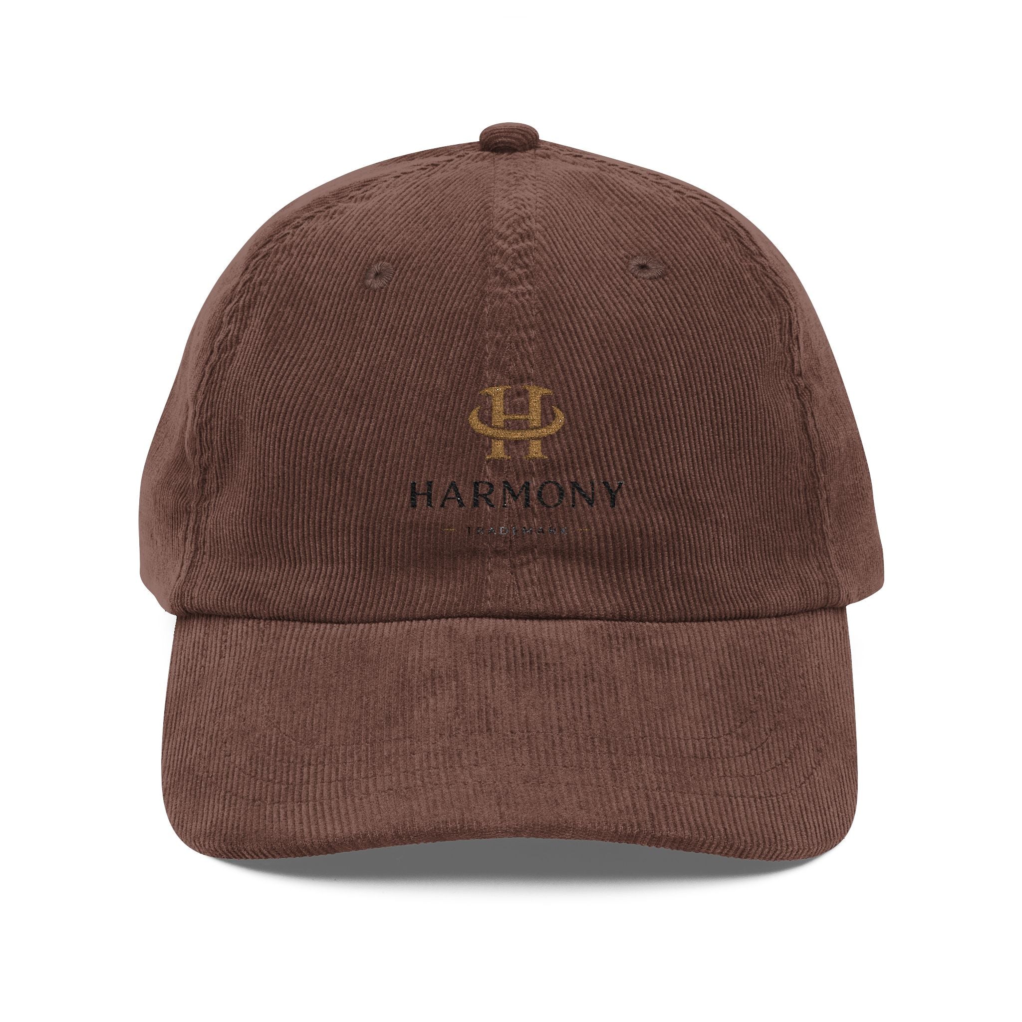 Vintage Corduroy Cap — Embroidered “Harmony” Logo Dad Hat
