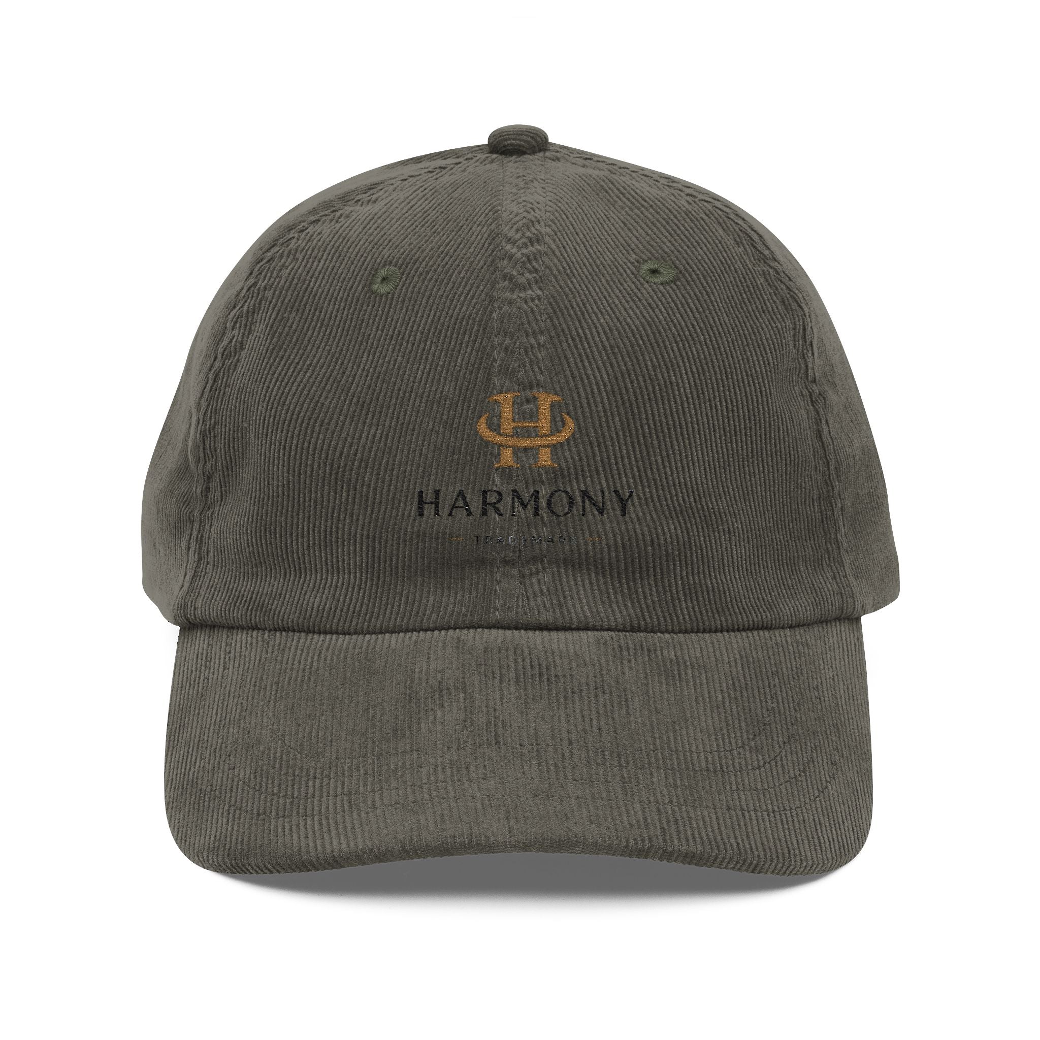 Vintage Corduroy Cap — Embroidered “Harmony” Logo Dad Hat