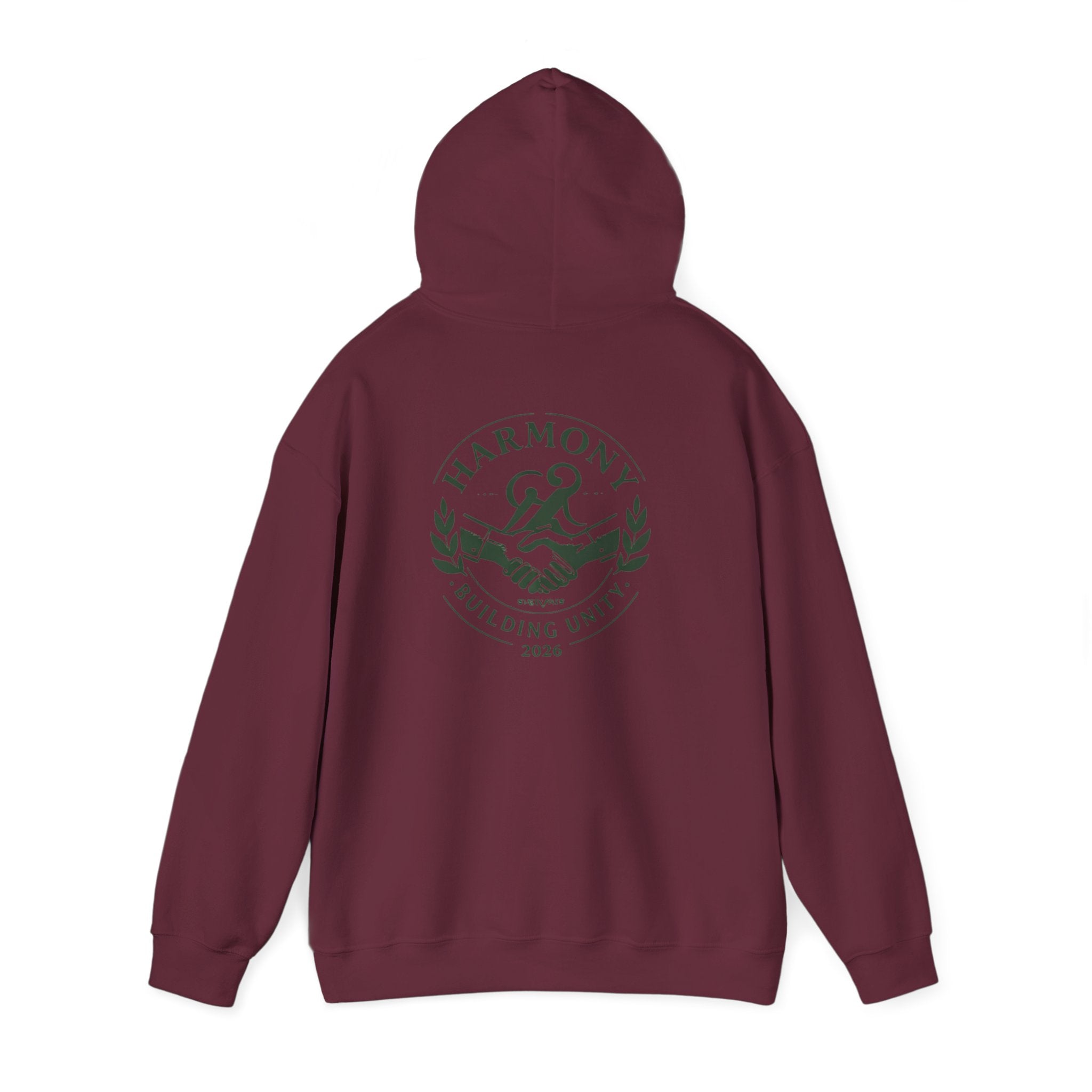 Copy of Harmony Script Hoodie — Minimalist White Pullover with Green 'Harmony' Script