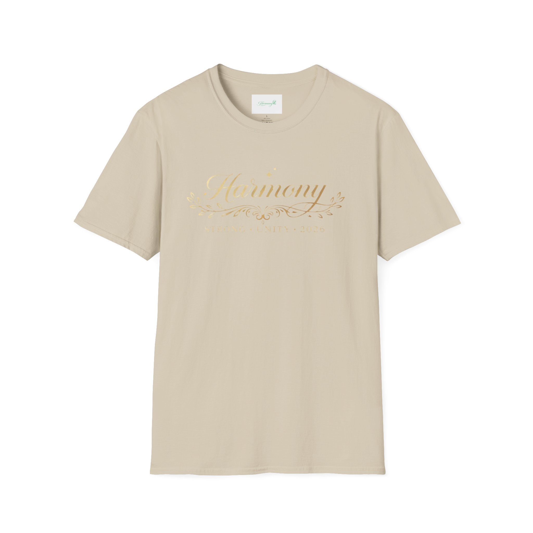 Harmony Script T-Shirt — Minimal Botanical Logo Tee
