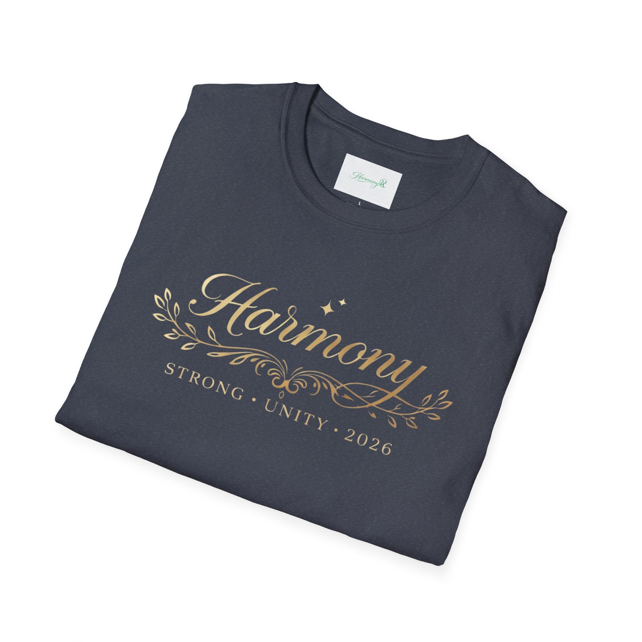 Harmony Script T-Shirt — Minimal Botanical Logo Tee