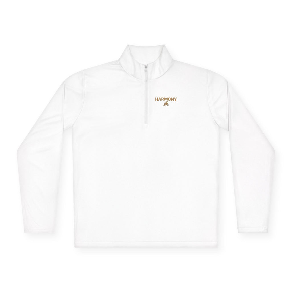 Harmony Quarter-Zip Pullover — "Harmony" Script Pullover with "Stronger Together" Back