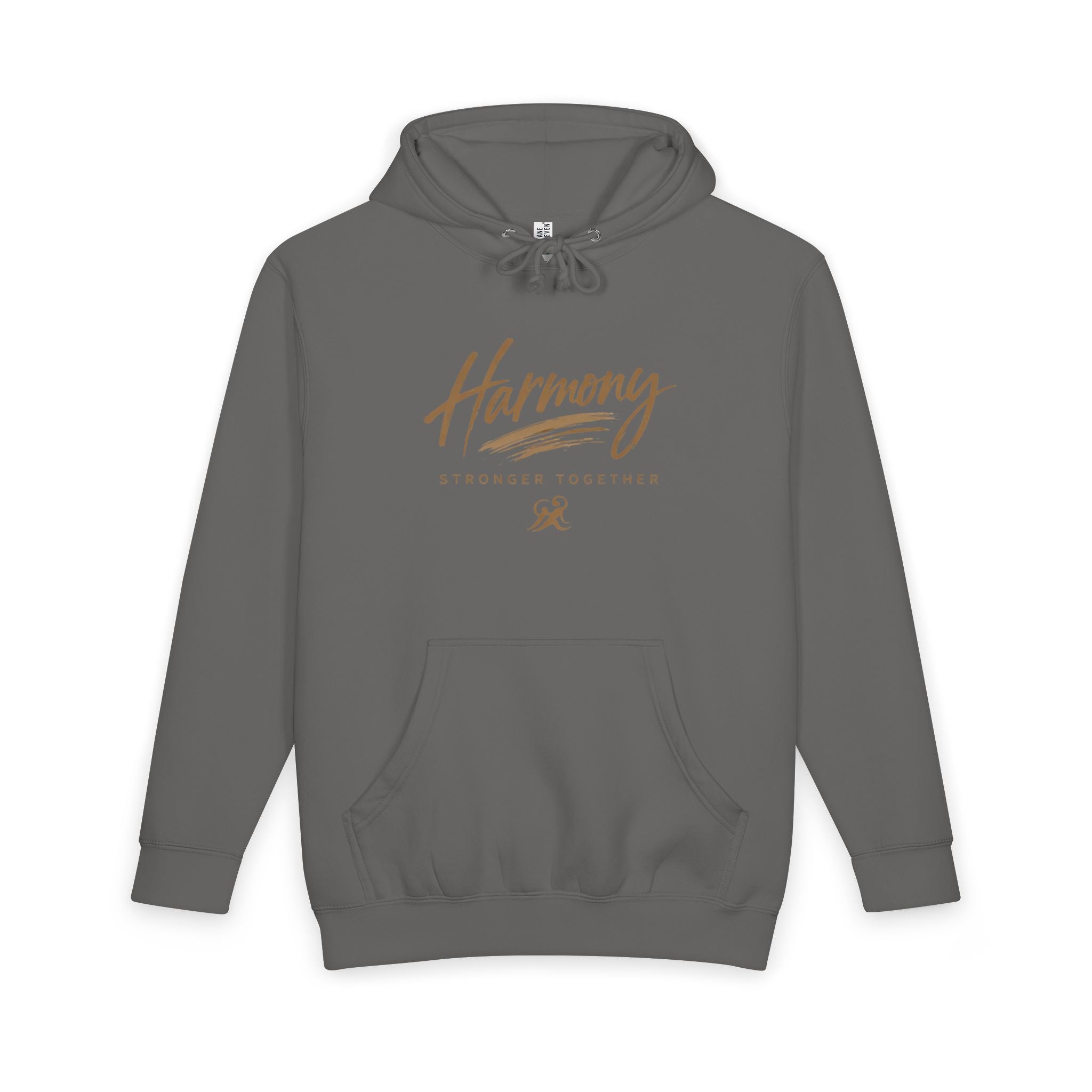 Harmony Pullover Hoodie — "Harmony: Stronger Together" Script Graphic