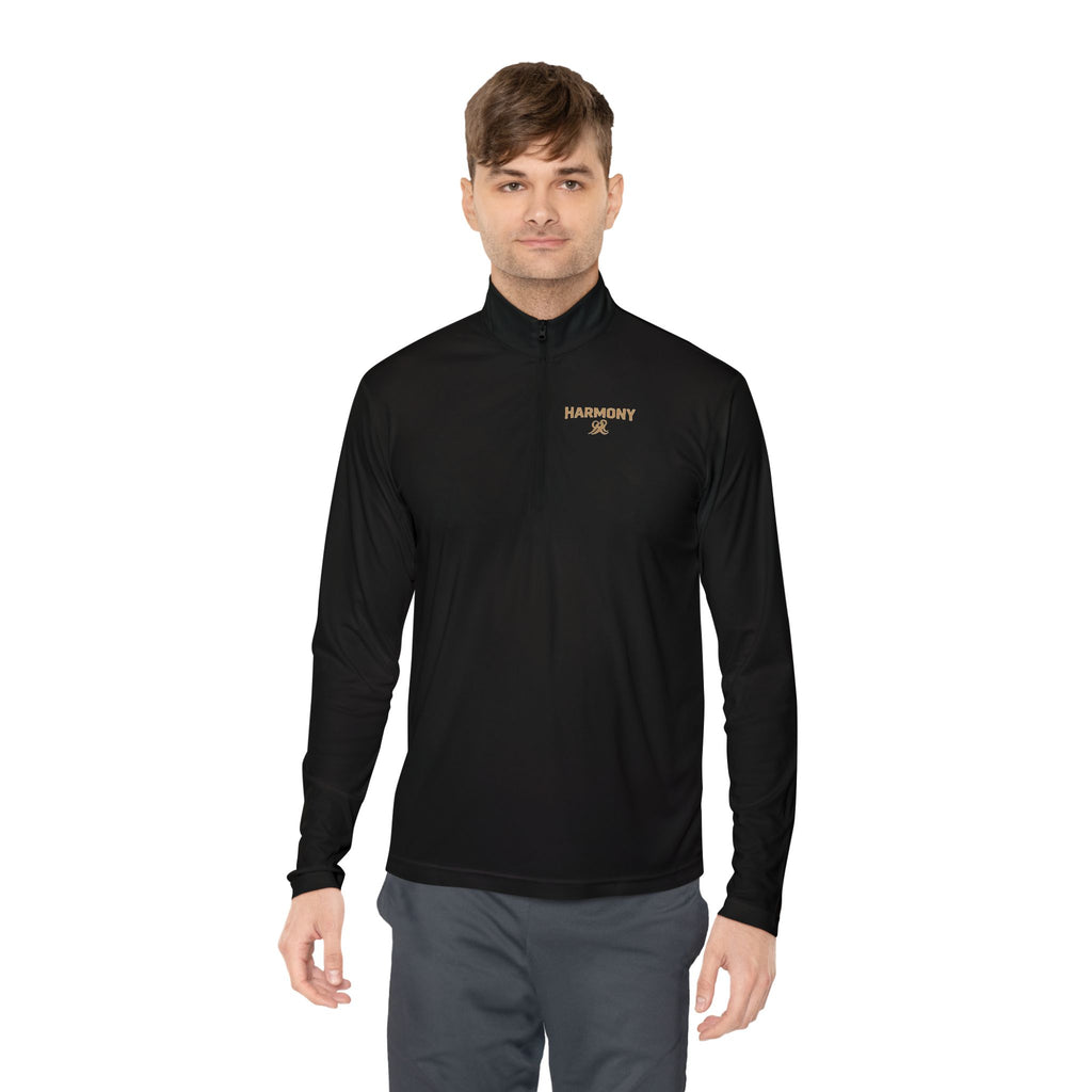 Harmony Quarter-Zip Pullover — "Harmony" Script Pullover with "Stronger Together" Back