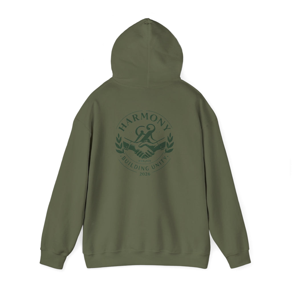 Copy of Harmony Script Hoodie — Minimalist White Pullover with Green 'Harmony' Script