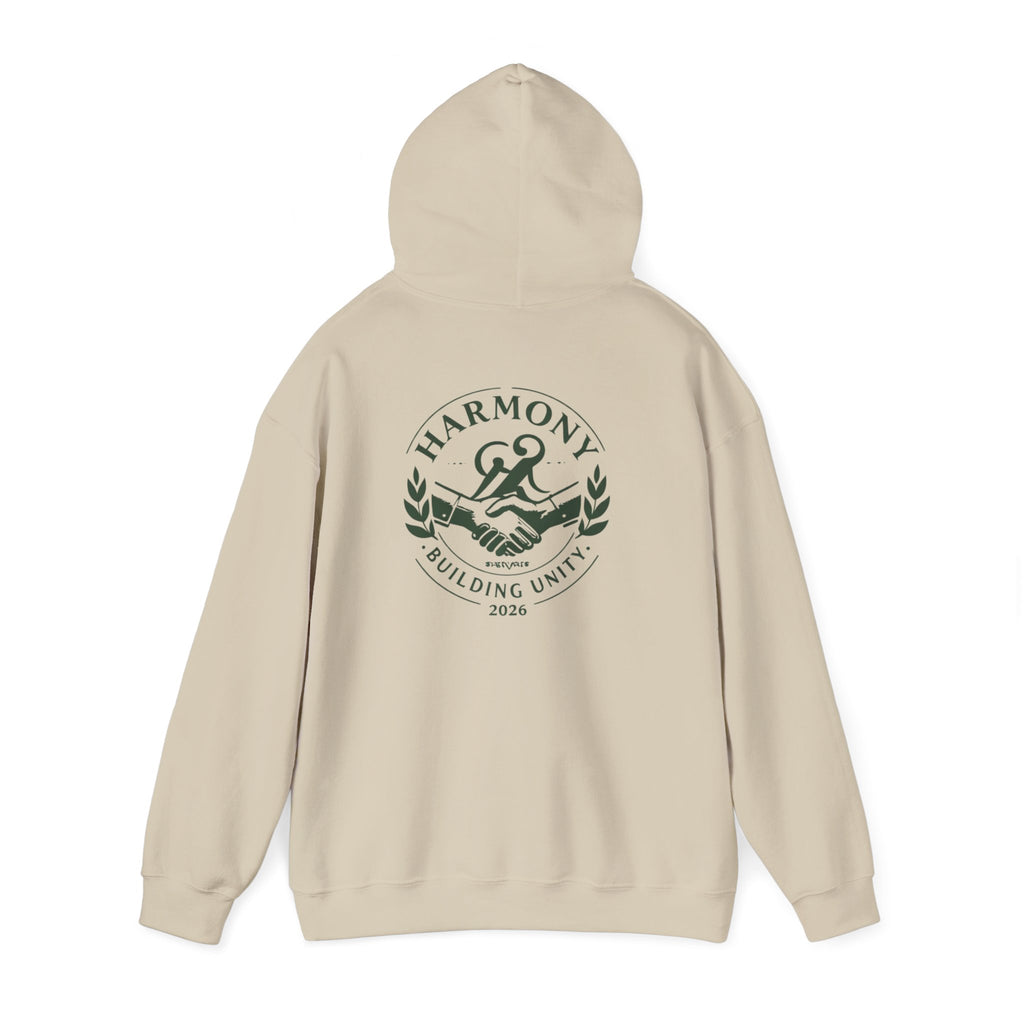 Copy of Harmony Script Hoodie — Minimalist White Pullover with Green 'Harmony' Script