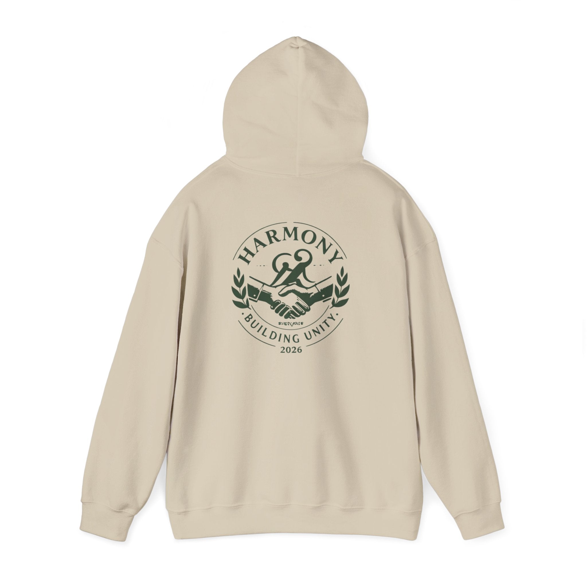 Copy of Harmony Script Hoodie — Minimalist White Pullover with Green 'Harmony' Script
