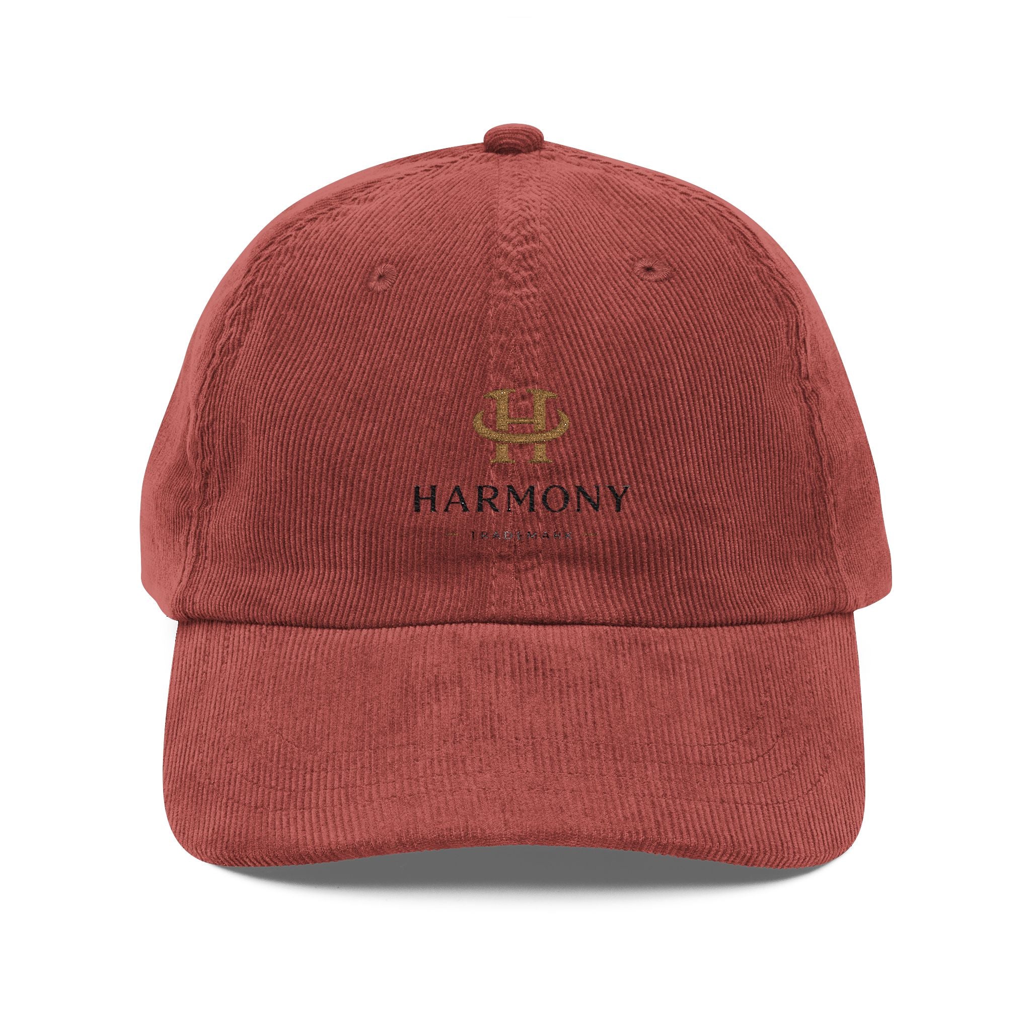 Vintage Corduroy Cap — Embroidered “Harmony” Logo Dad Hat