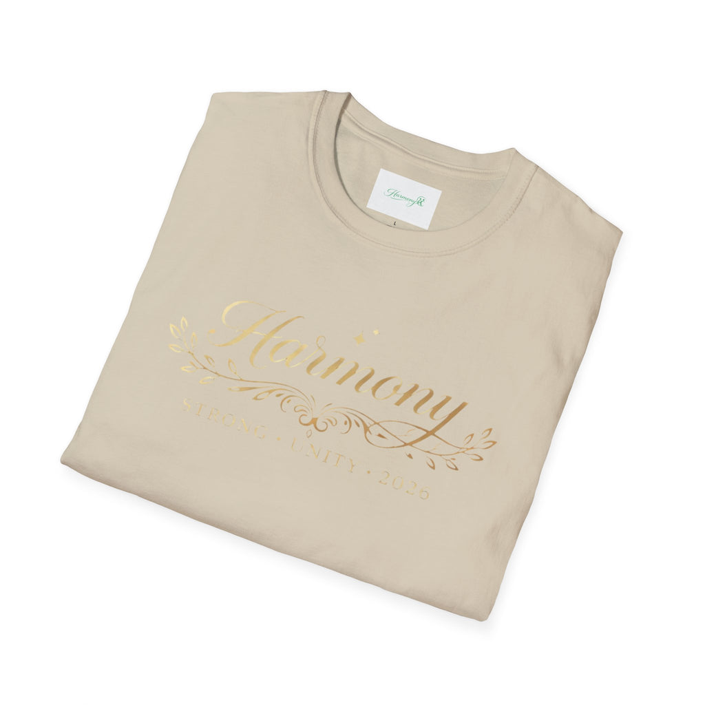 Harmony Script T-Shirt — Minimal Botanical Logo Tee