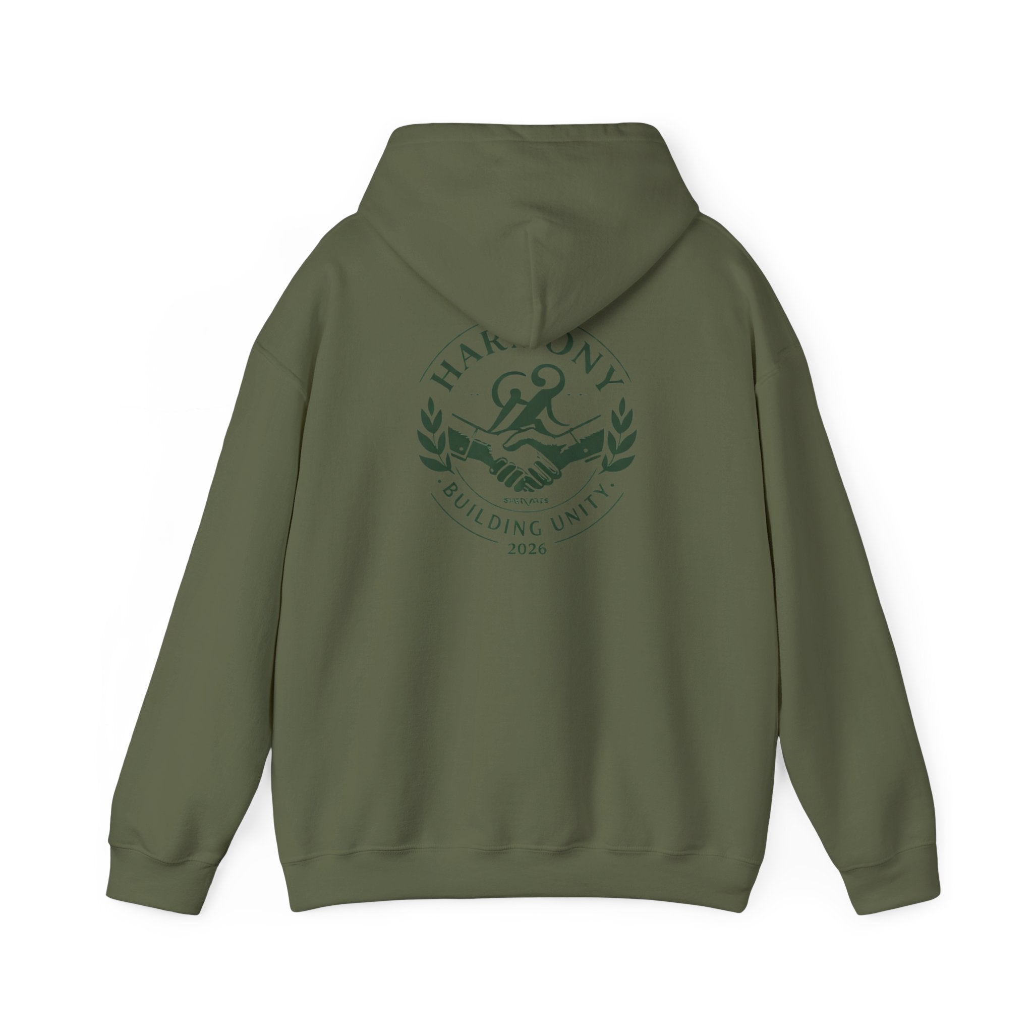 Copy of Harmony Script Hoodie — Minimalist White Pullover with Green 'Harmony' Script