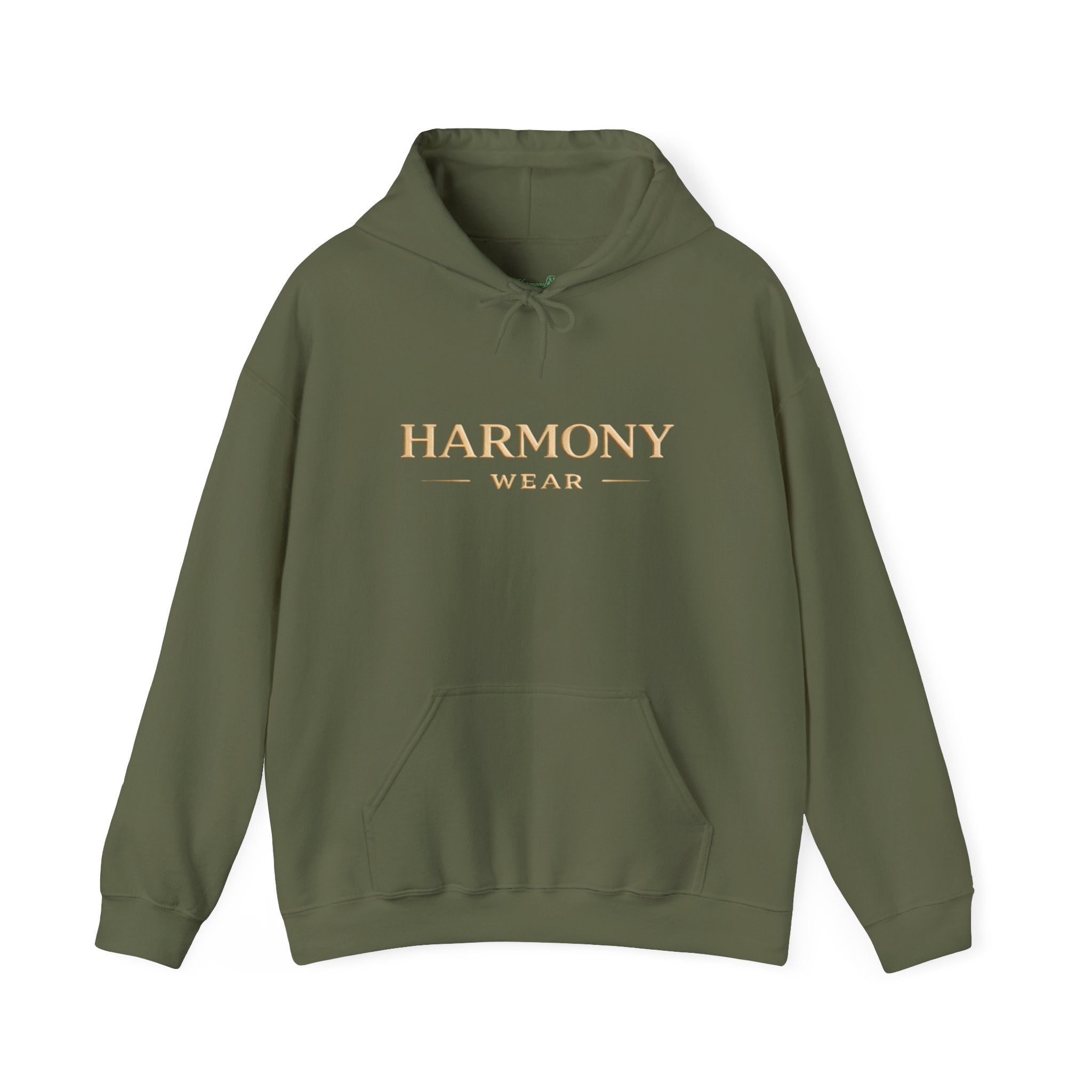 Copy of Harmony Script Hoodie — Minimalist White Pullover with Green 'Harmony' Script