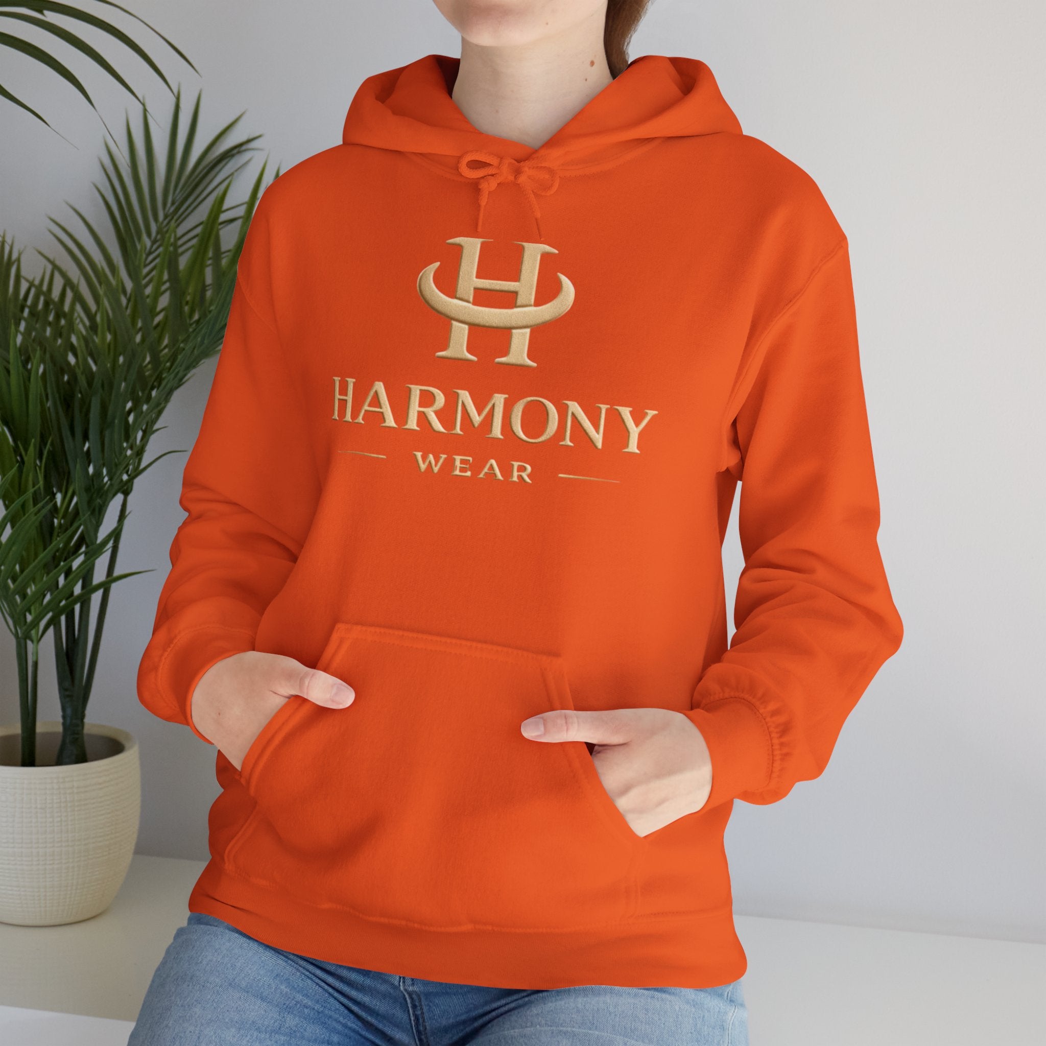 Copy of Harmony Script Hoodie — Minimalist White Pullover with Green 'Harmony' Script
