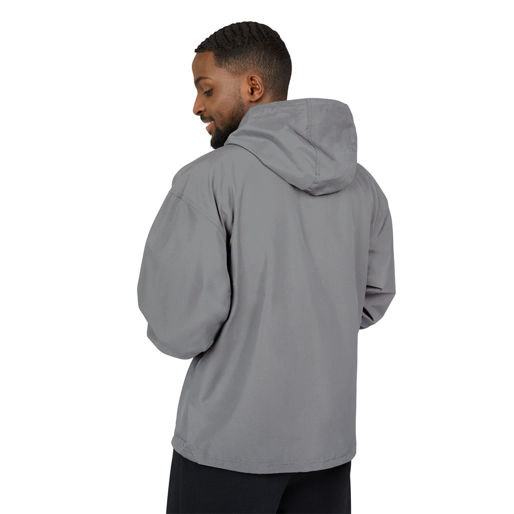 Packable Anorak Jacket — Black Windbreaker with Green Floral "Aqua" Logo