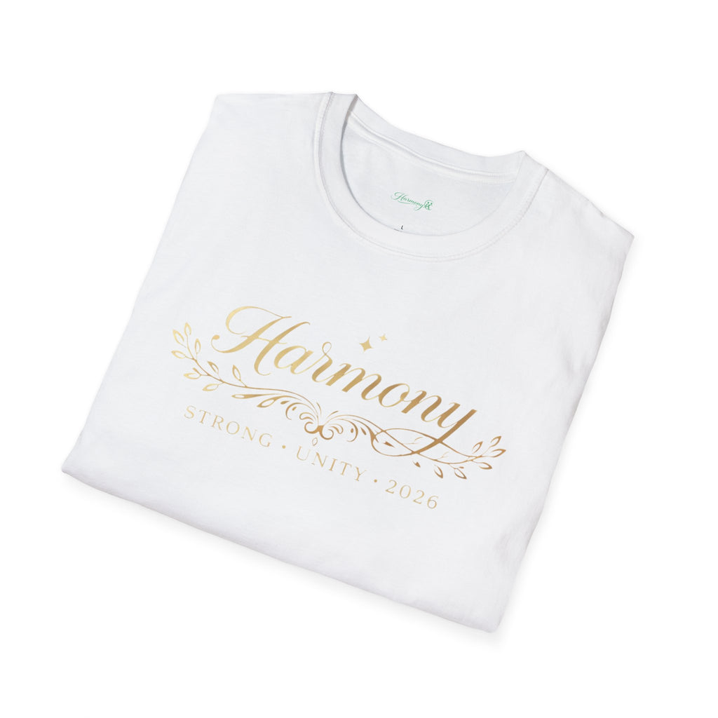 Harmony Script T-Shirt — Minimal Botanical Logo Tee